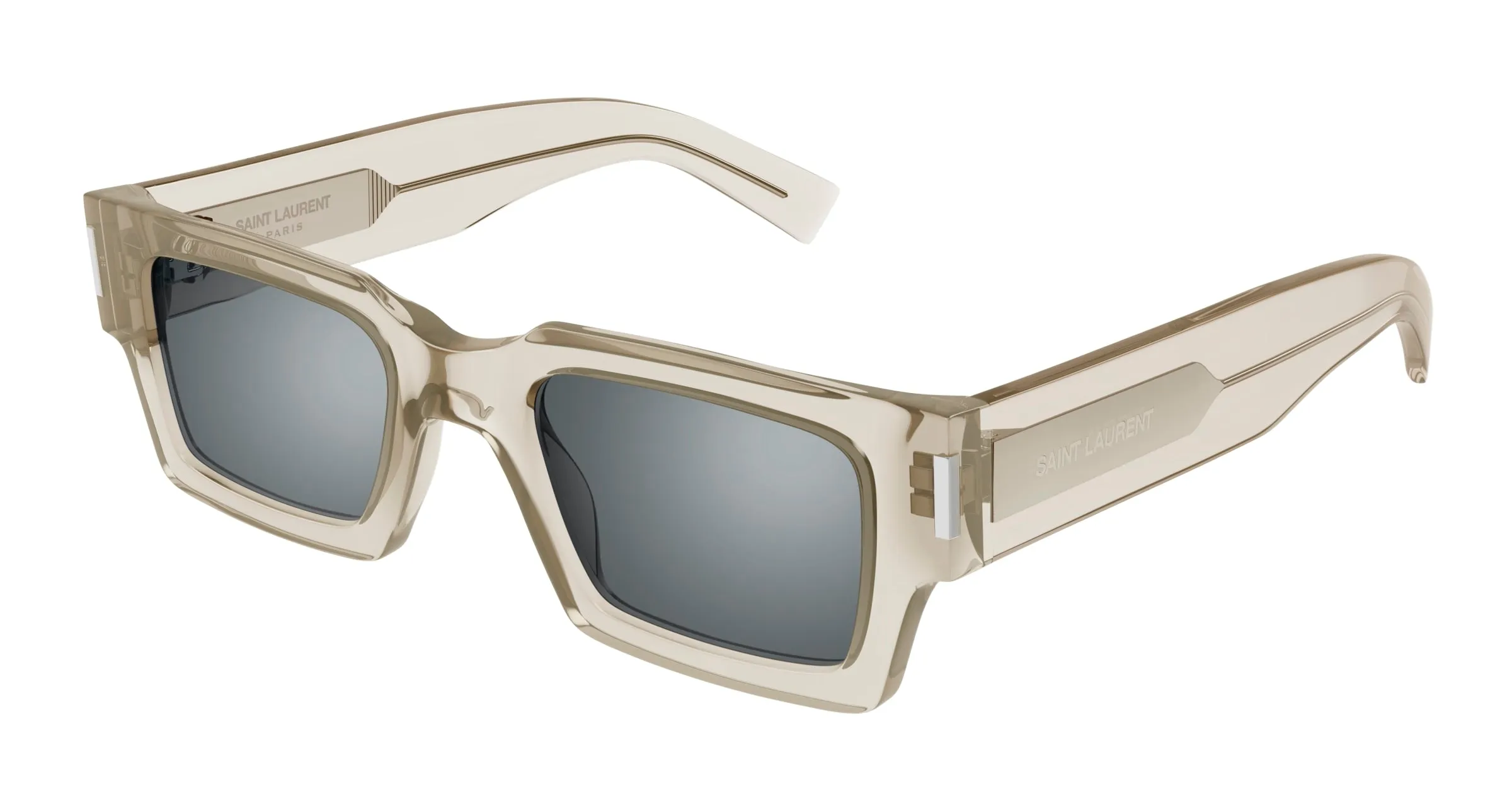 SAINT LAURENT SL 572 003 Occhiali da sole Acetato Beige Argento Squadrata Specchiato - immagine 1