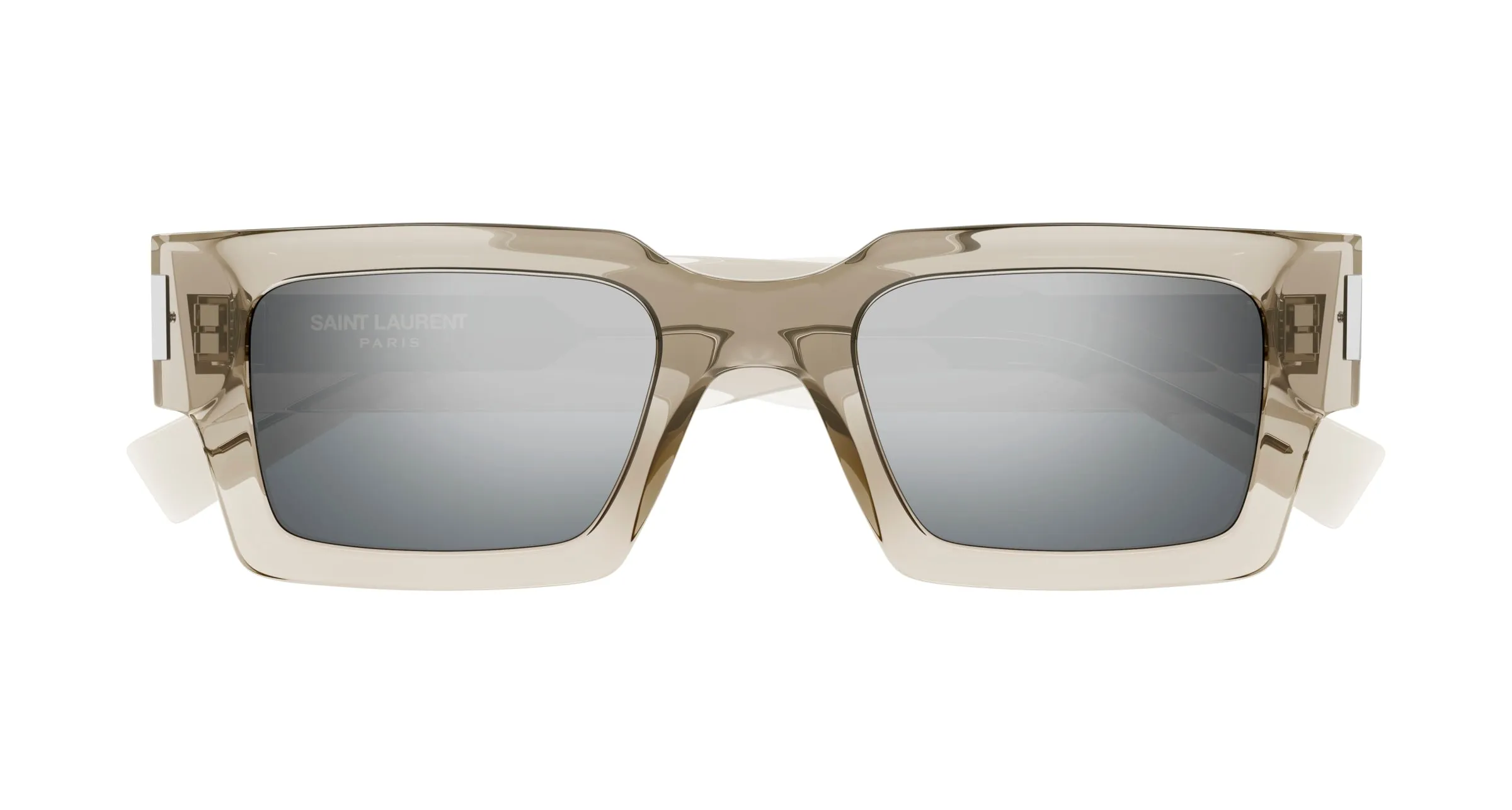 SAINT LAURENT SL 572 003 Occhiali da sole Acetato Beige Argento Squadrata Specchiato - immagine 3