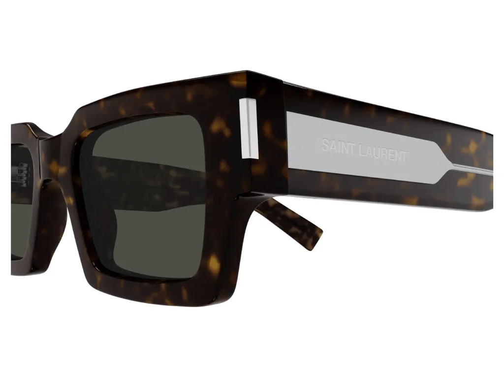 SAINT LAURENT Unisex SL 572 002 Occhiali da sole Acetato Havana Grigio Squadrata - immagine 3