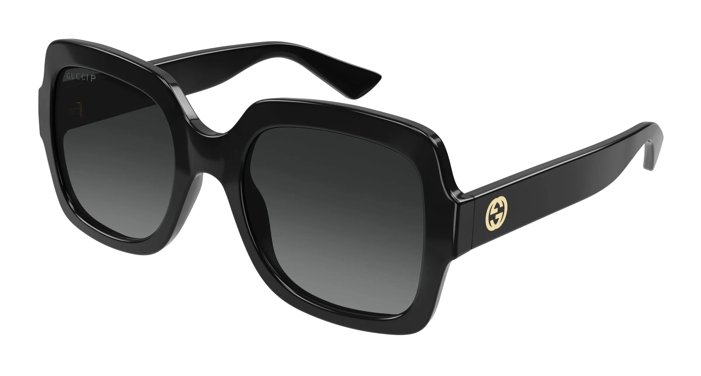 Gucci GG1337S 002 Occhiali da sole Plastica Nero Grigio Oversize Polarizzata - immagine 1