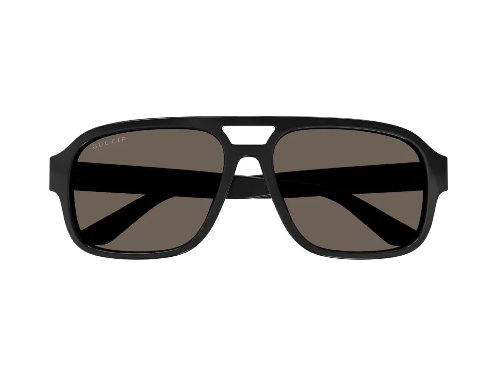 Gucci GG1342S 002 Occhiali da sole Plastica Nero Marrone Pilot Polarizzata - immagine 2