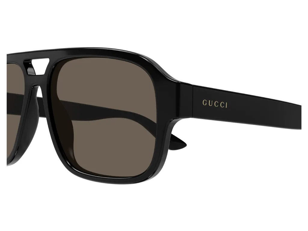 Gucci GG1342S 002 Occhiali da sole Plastica Nero Marrone Pilot Polarizzata - immagine 4