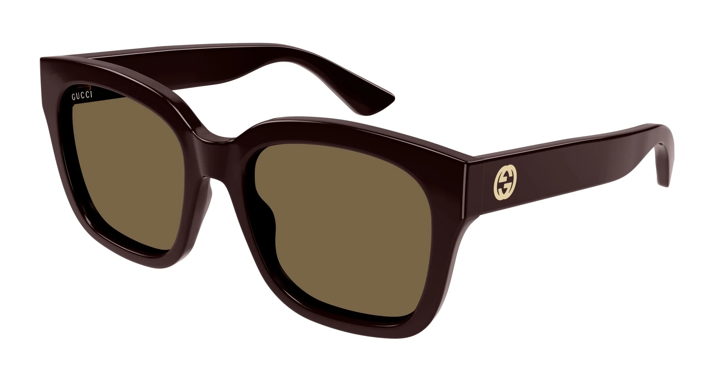 Gucci GG1338S 005 Occhiali da sole Plastica Borgogna Marrone Squadrata - immagine 1