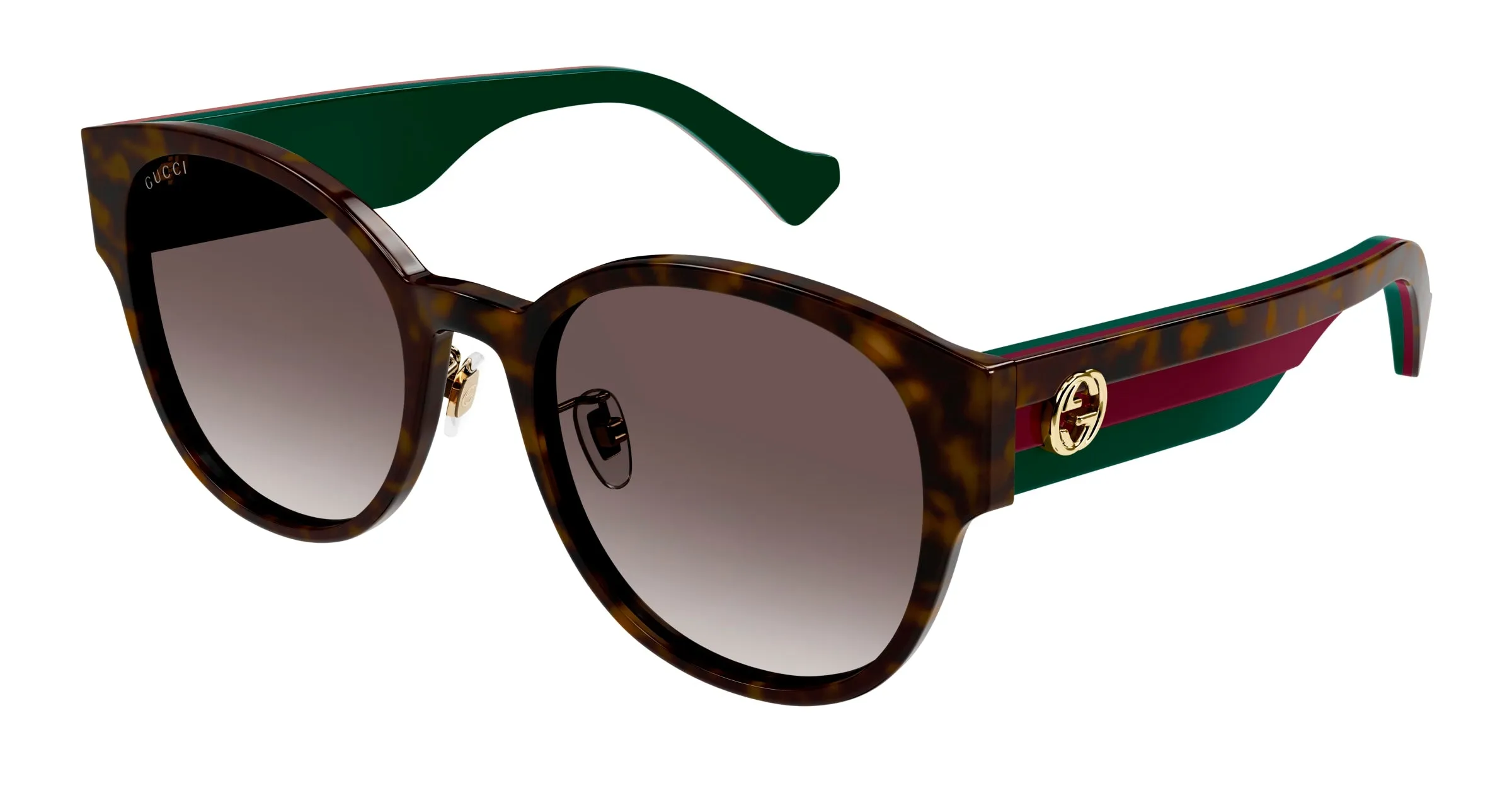 Gucci GG1304SK 002 Occhiali da sole Acetato Havana Marrone Rotonda Sfumato - immagine 1