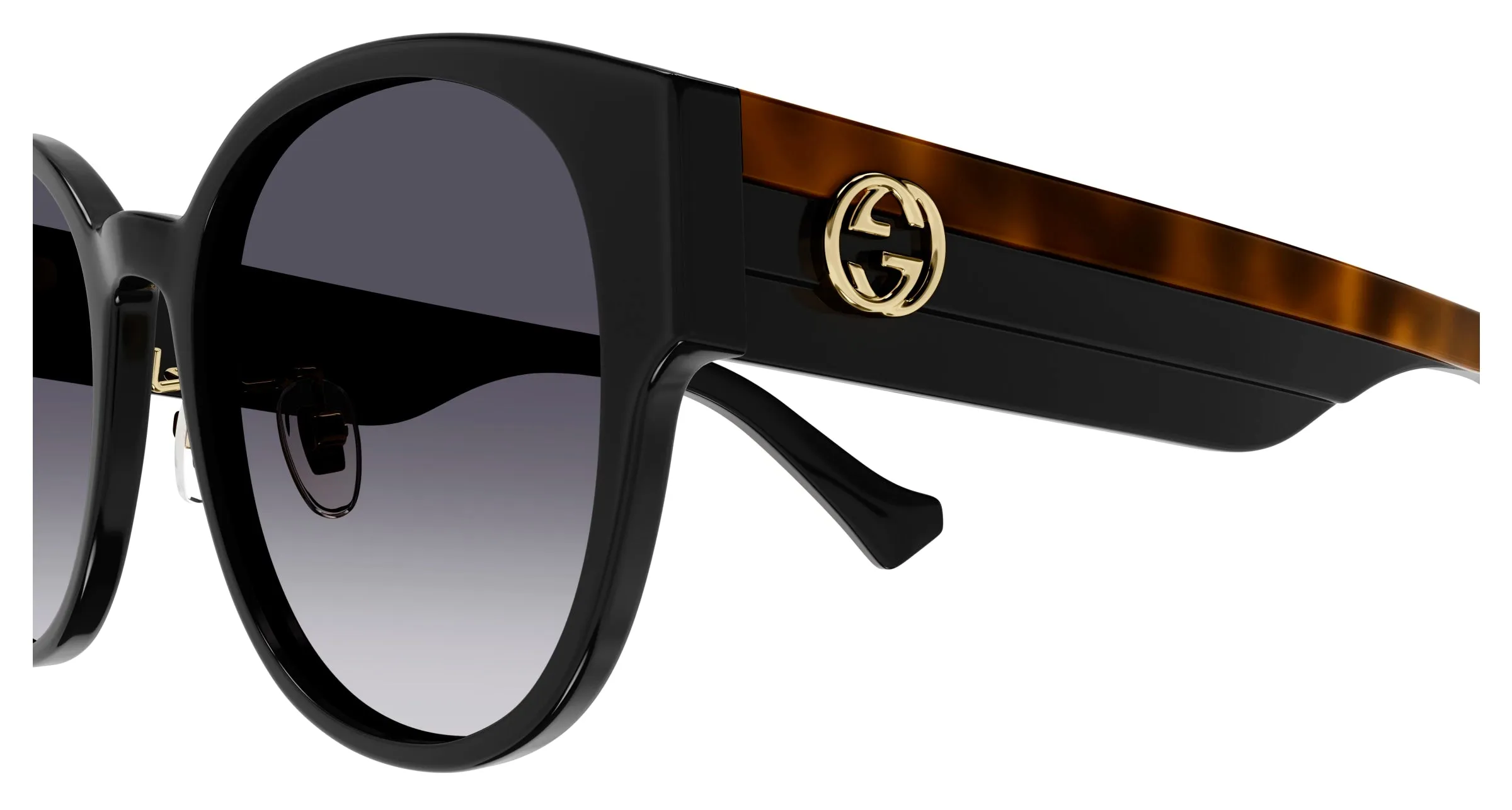 Gucci GG1304SK 001 Occhiali da sole Acetato Nero Grigio Rotonda Sfumato - immagine 4
