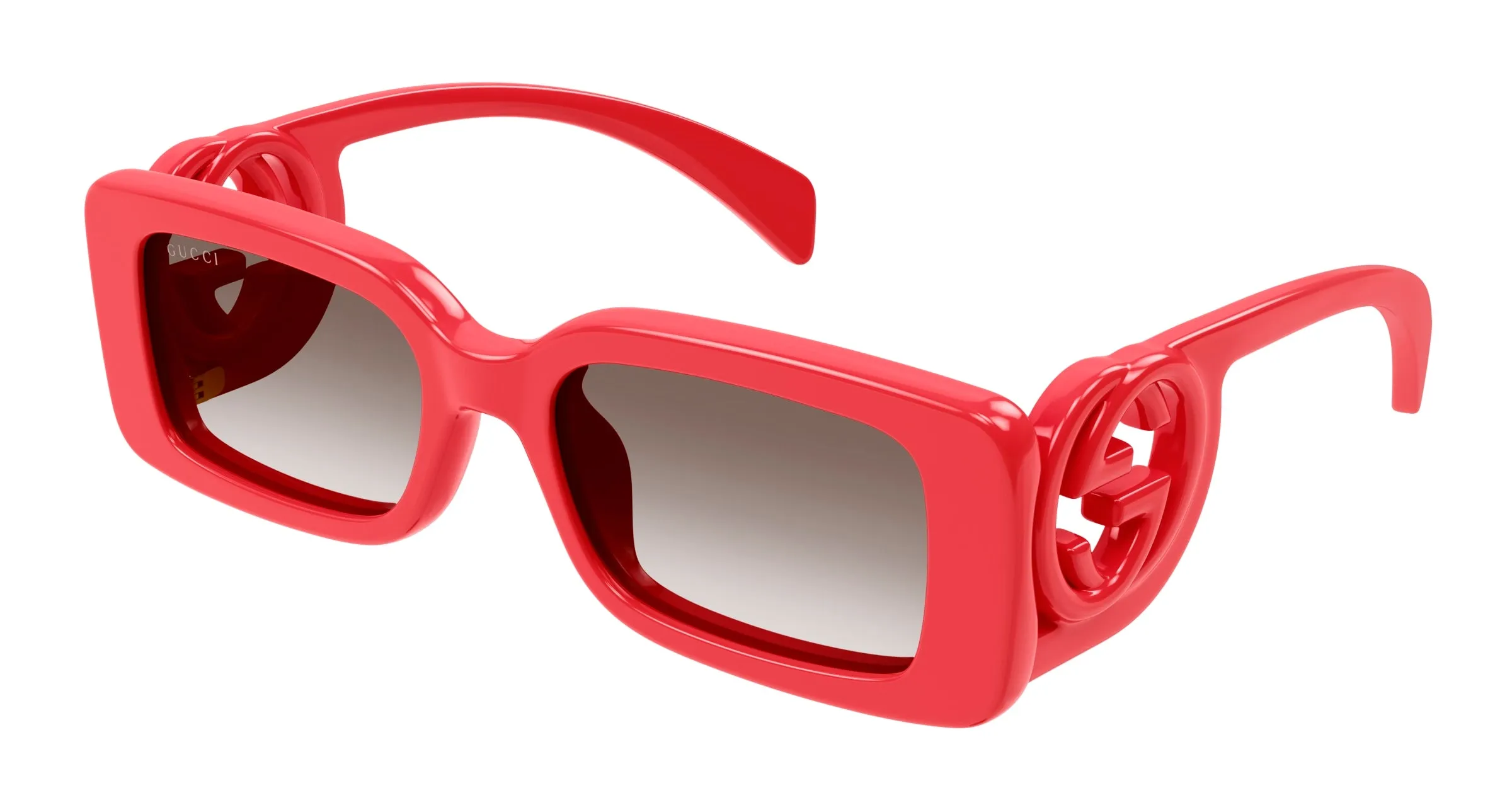Gucci GG1325S 005 Occhiali da sole Plastica Rosso Marrone Squadrata Sfumato - immagine 1