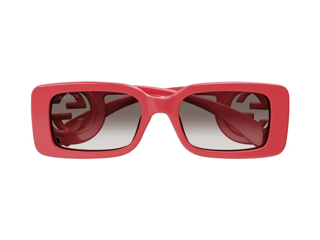 Gucci GG1325S 005 Occhiali da sole Plastica Rosso Marrone Squadrata Sfumato - immagine 2