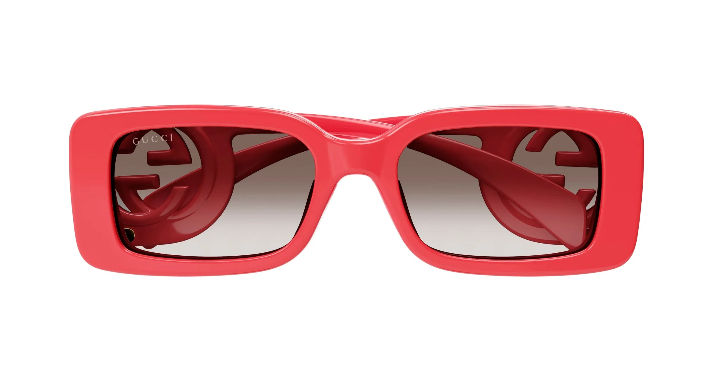 Gucci GG1325S 005 Occhiali da sole Plastica Rosso Marrone Squadrata Sfumato - immagine 3