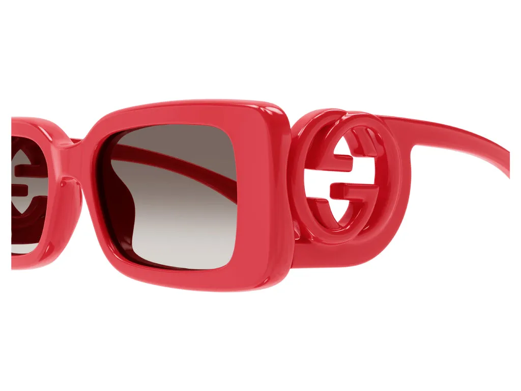Gucci GG1325S 005 Occhiali da sole Plastica Rosso Marrone Squadrata Sfumato - immagine 4