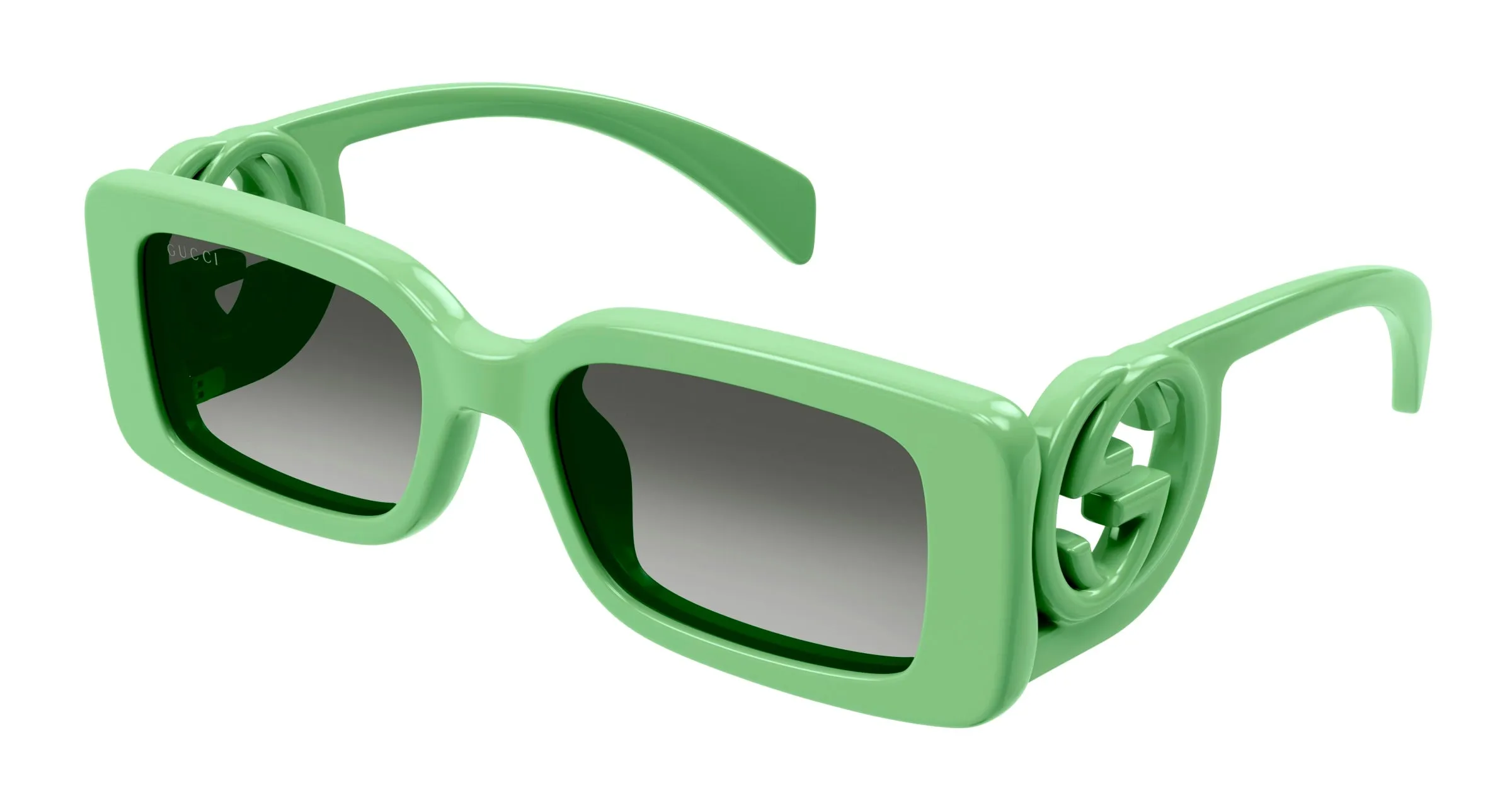 Gucci Donna GG1325S 004 Occhiali da sole Plastica Verde Verde Squadrata Sfumato - immagine 1