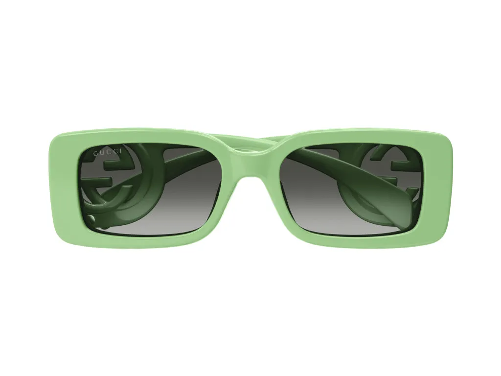 Gucci Donna GG1325S 004 Occhiali da sole Plastica Verde Verde Squadrata Sfumato - immagine 2