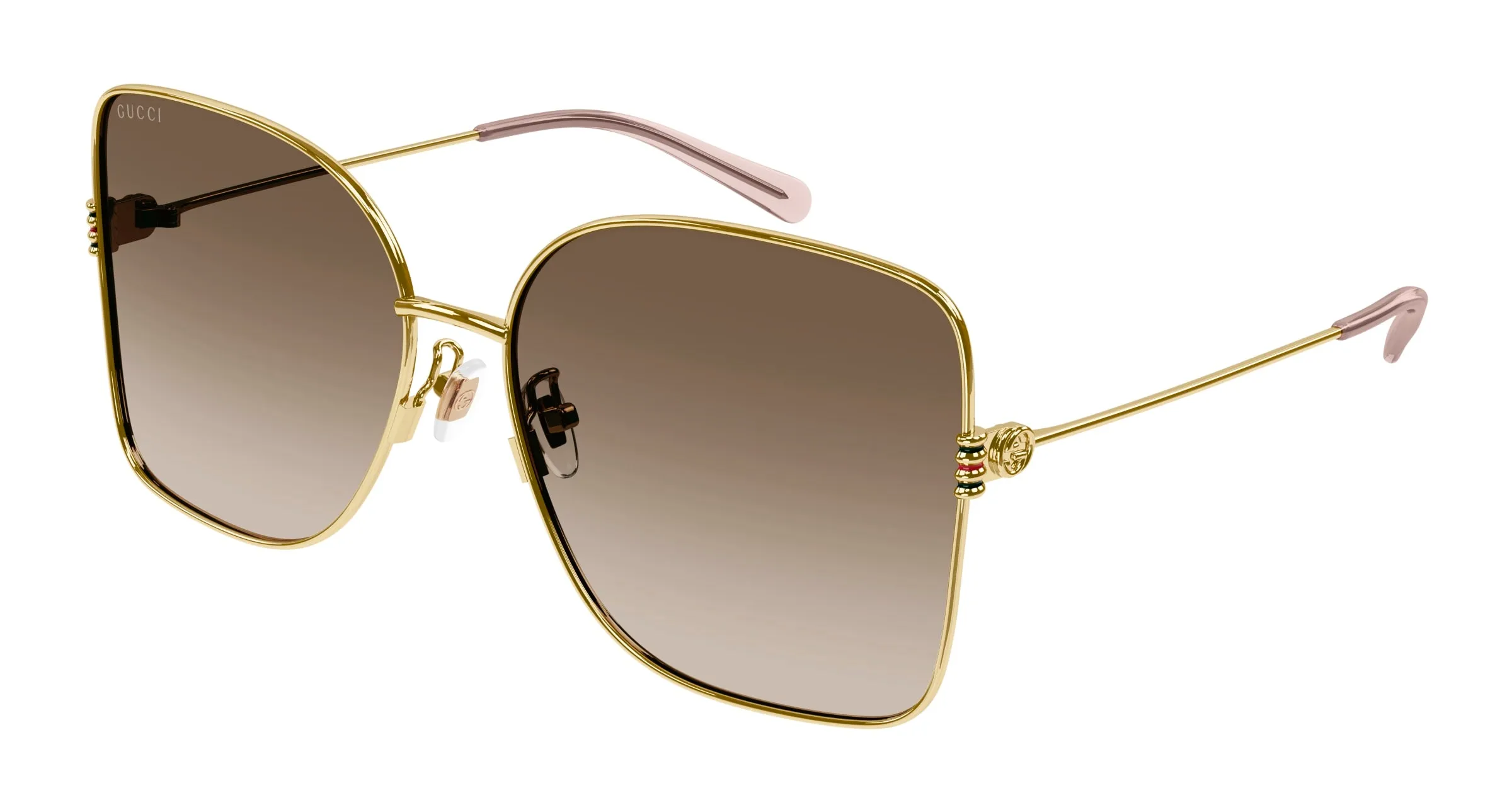 Gucci GG1282SA 003 Occhiali da sole Metallo Oro Marrone Squadrata Sfumato - immagine 1