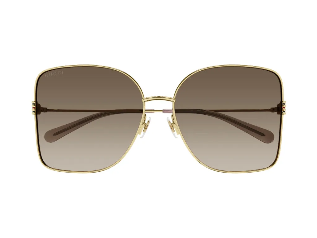 Gucci GG1282SA 003 Occhiali da sole Metallo Oro Marrone Squadrata Sfumato - immagine 2