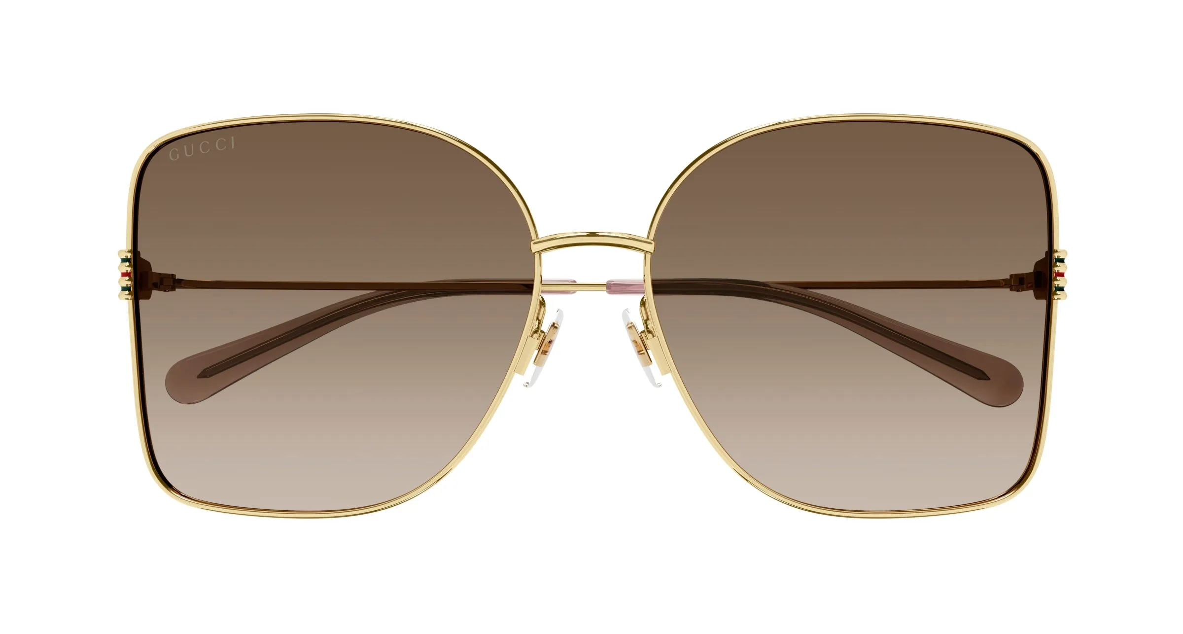Gucci GG1282SA 003 Occhiali da sole Metallo Oro Marrone Squadrata Sfumato - immagine 3