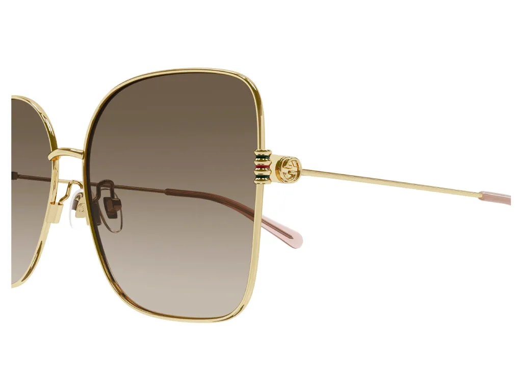 Gucci GG1282SA 003 Occhiali da sole Metallo Oro Marrone Squadrata Sfumato - immagine 4