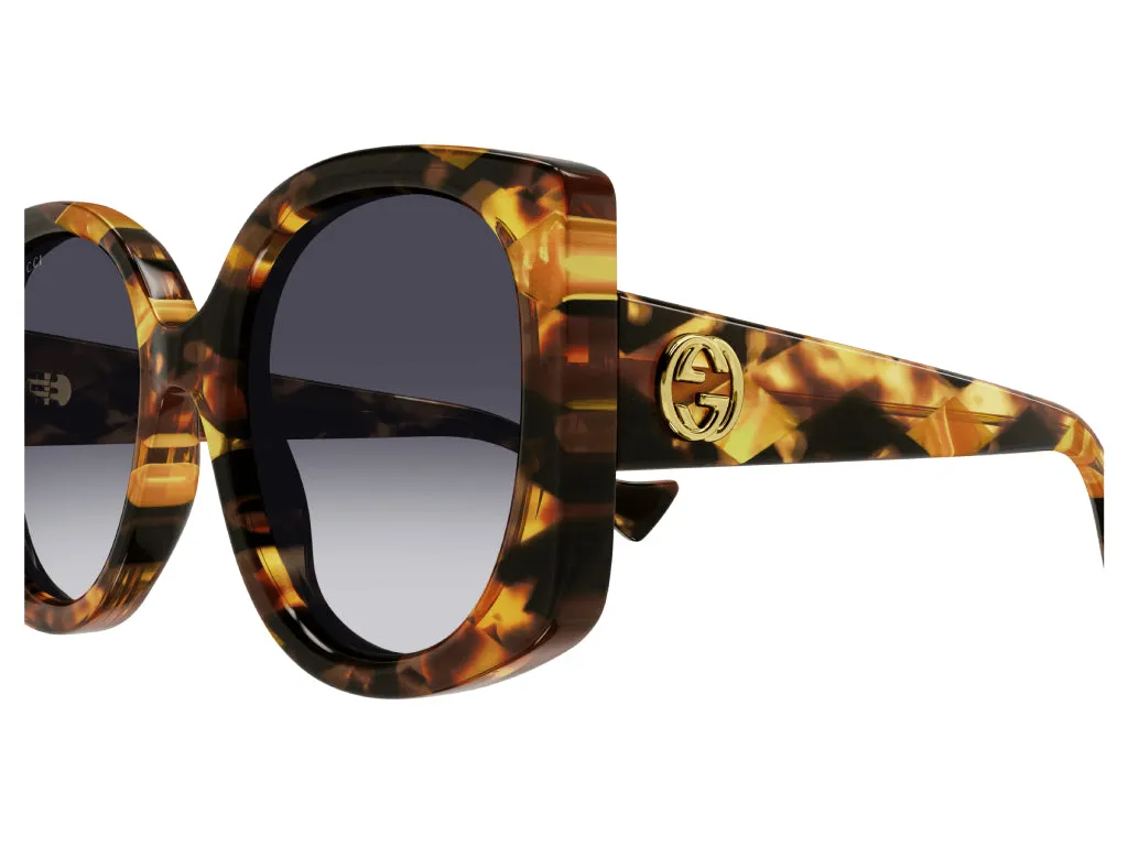 Gucci Donna GG1257S 004 Occhiali da sole Plastica Havana Blu Squadrata Sfumato - immagine 3