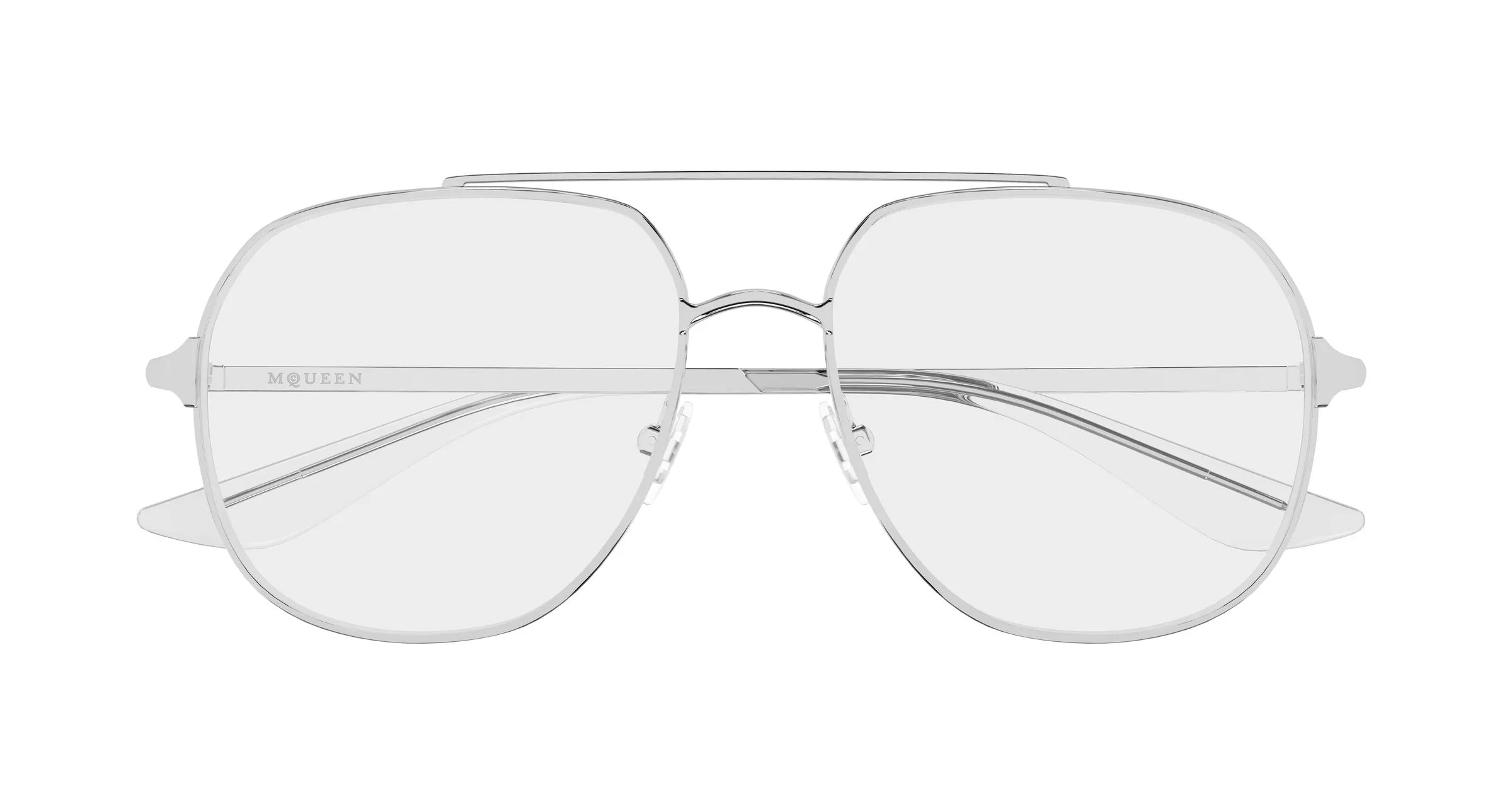 Alexander McQueen AM0591O 001 Montature da vista Metallo Argento Trasparente Pilot - immagine 2