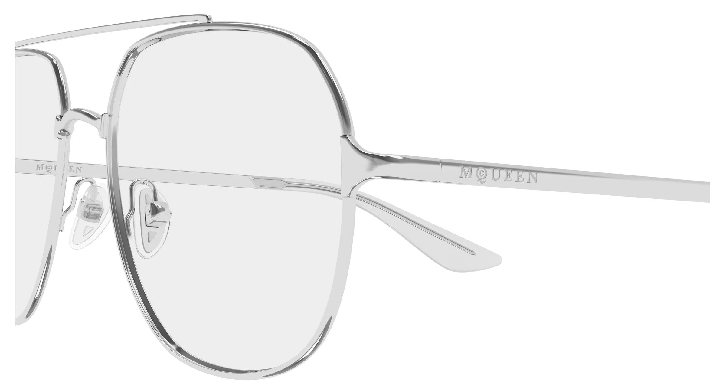 Alexander McQueen AM0591O 001 Montature da vista Metallo Argento Trasparente Pilot - immagine 3