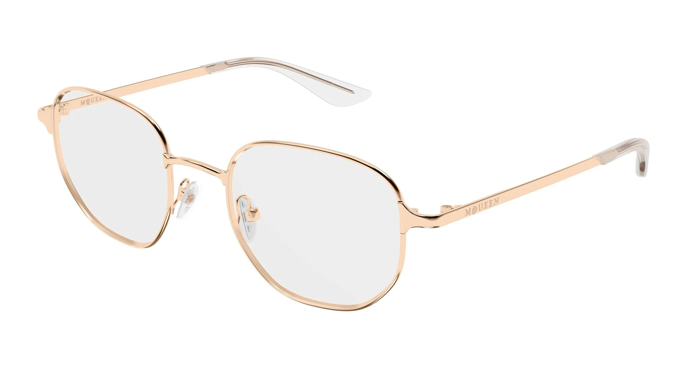 Alexander McQueen AM0590O 004 Montature da vista Metallo Oro Trasparente Rotonda - immagine 1