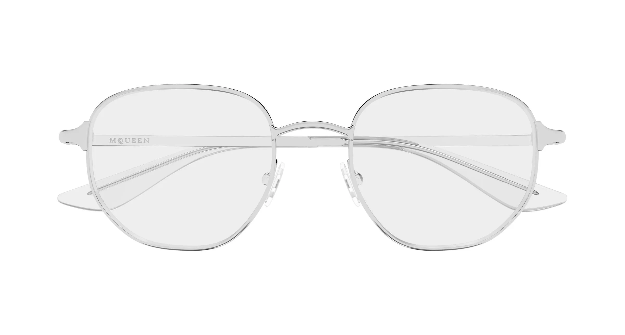 Alexander McQueen AM0590O 001 Montature da vista Metallo Argento Trasparente Rotonda - immagine 2