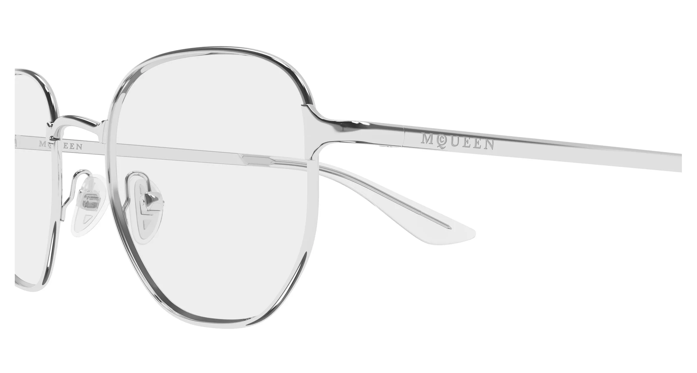 Alexander McQueen AM0590O 001 Montature da vista Metallo Argento Trasparente Rotonda - immagine 3