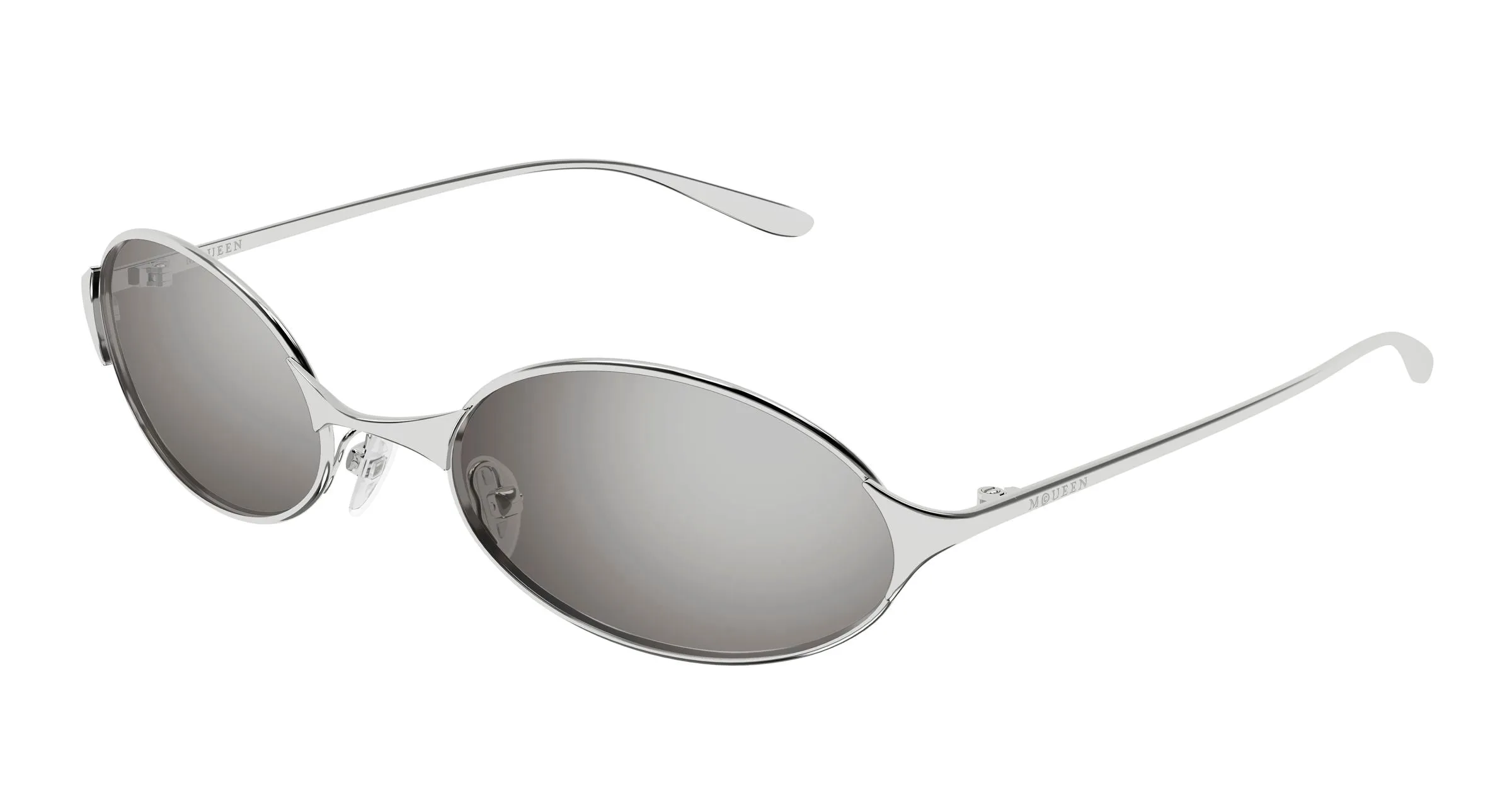 Alexander McQueen AM0589S 003 Occhiali da sole Metallo Argento Argento Rotonda Specchiato - immagine 1