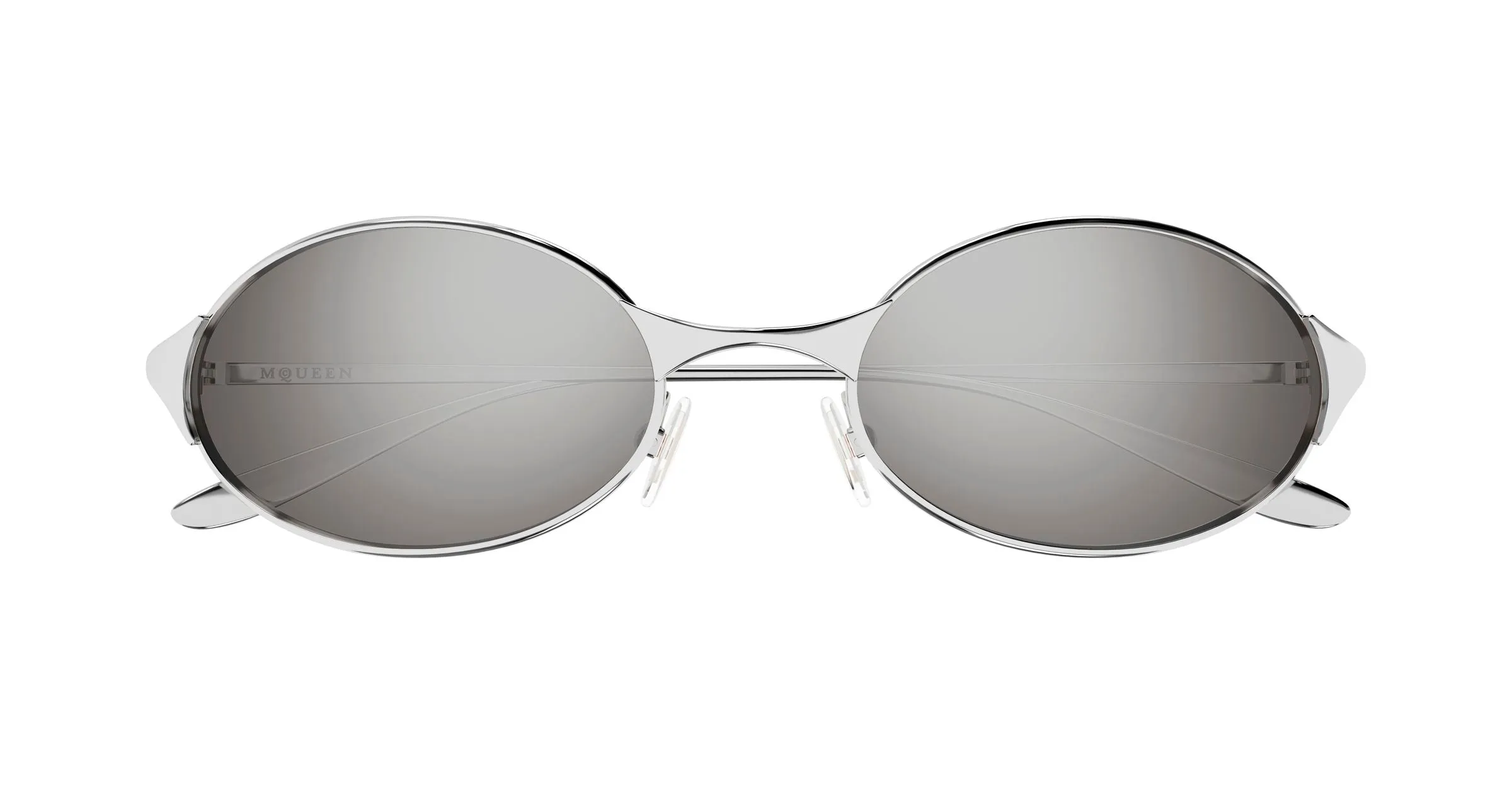 Alexander McQueen AM0589S 003 Occhiali da sole Metallo Argento Argento Rotonda Specchiato - immagine 2