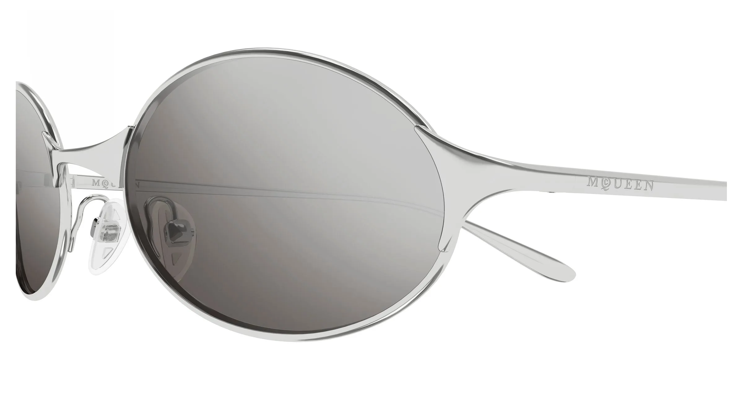 Alexander McQueen AM0589S 003 Occhiali da sole Metallo Argento Argento Rotonda Specchiato - immagine 3
