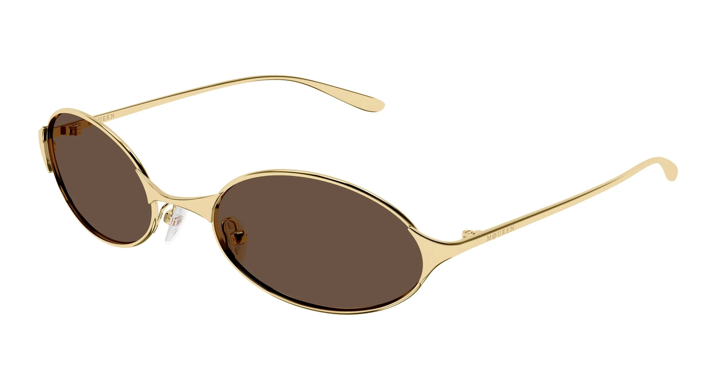 Alexander McQueen AM0589S 002 Occhiali da sole Metallo Oro Marrone Rotonda - immagine 1