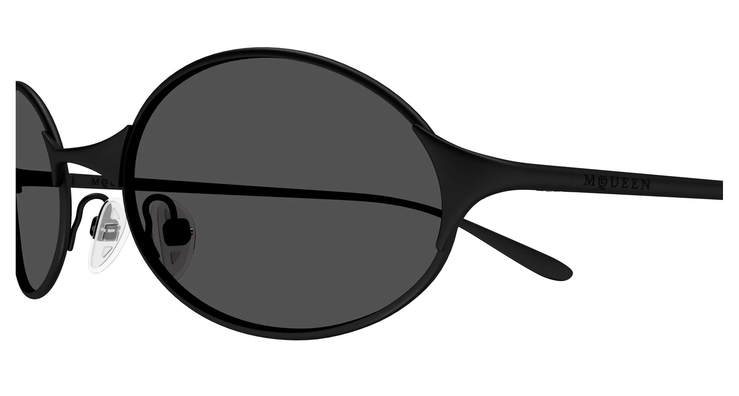 Alexander McQueen AM0589S 001 Occhiali da sole Metallo Nero Grigio Rotonda - immagine 3