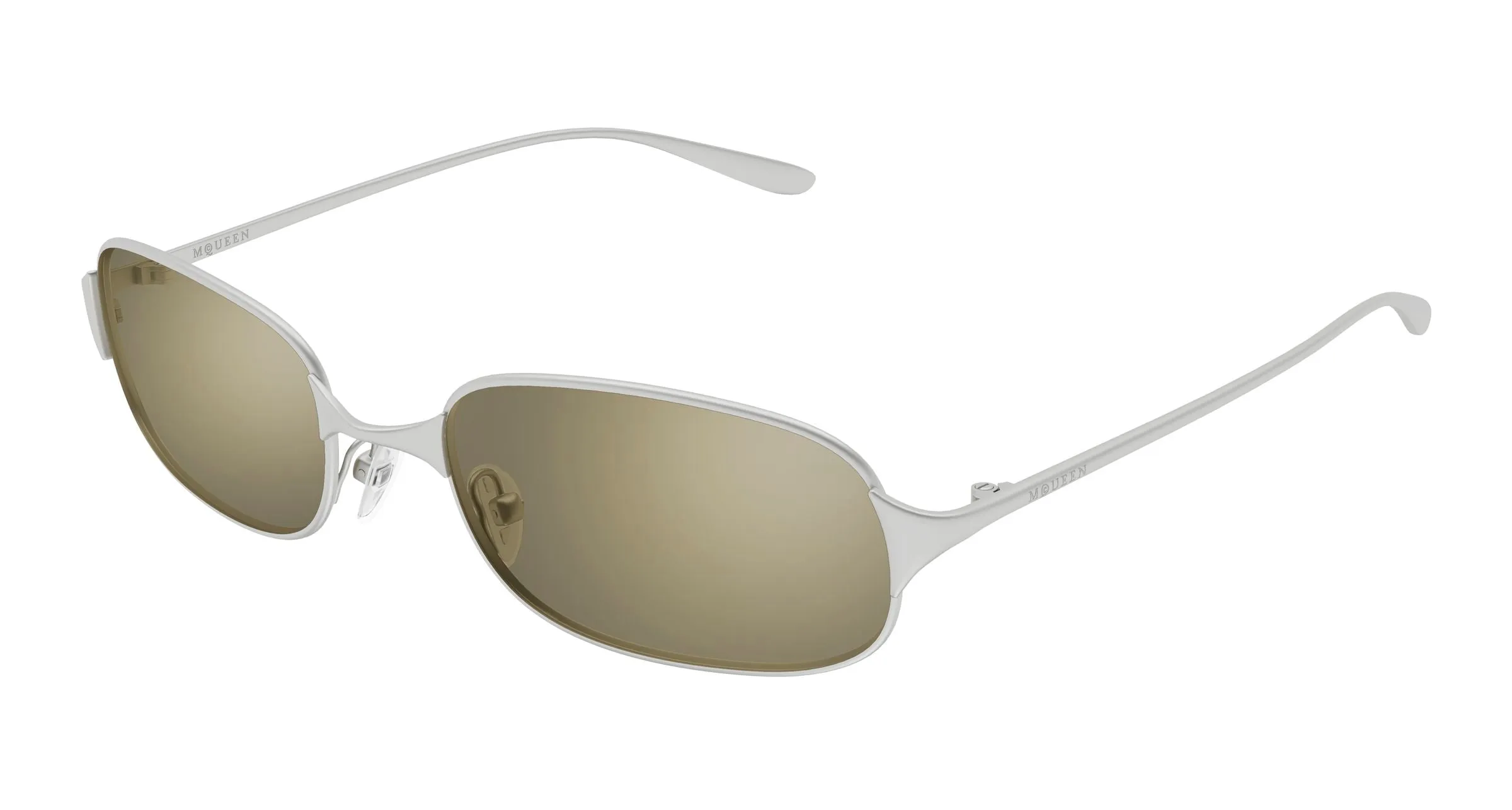 Alexander McQueen AM0588S 003 Occhiali da sole Metallo Argento Oro Rotonda Specchiato - immagine 1