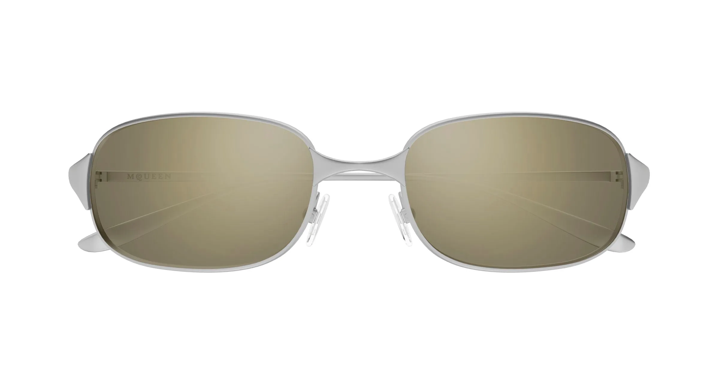 Alexander McQueen AM0588S 003 Occhiali da sole Metallo Argento Oro Rotonda Specchiato - immagine 2