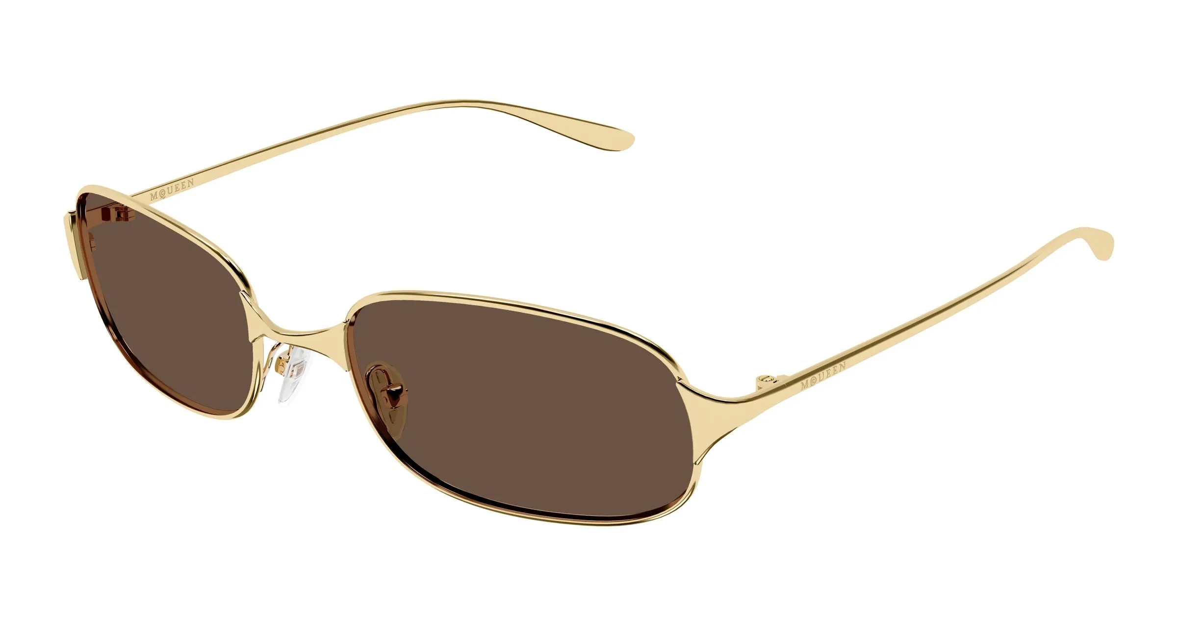Alexander McQueen AM0588S 002 Occhiali da sole Metallo Oro Marrone Rotonda - immagine 1