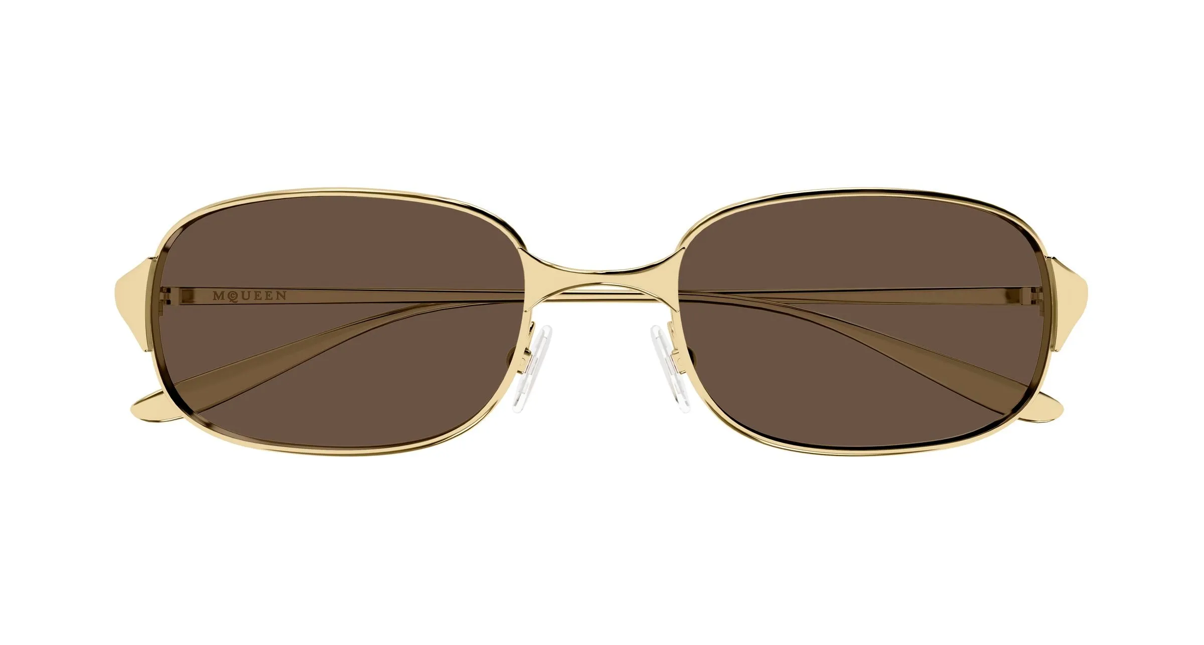 Alexander McQueen AM0588S 002 Occhiali da sole Metallo Oro Marrone Rotonda - immagine 2
