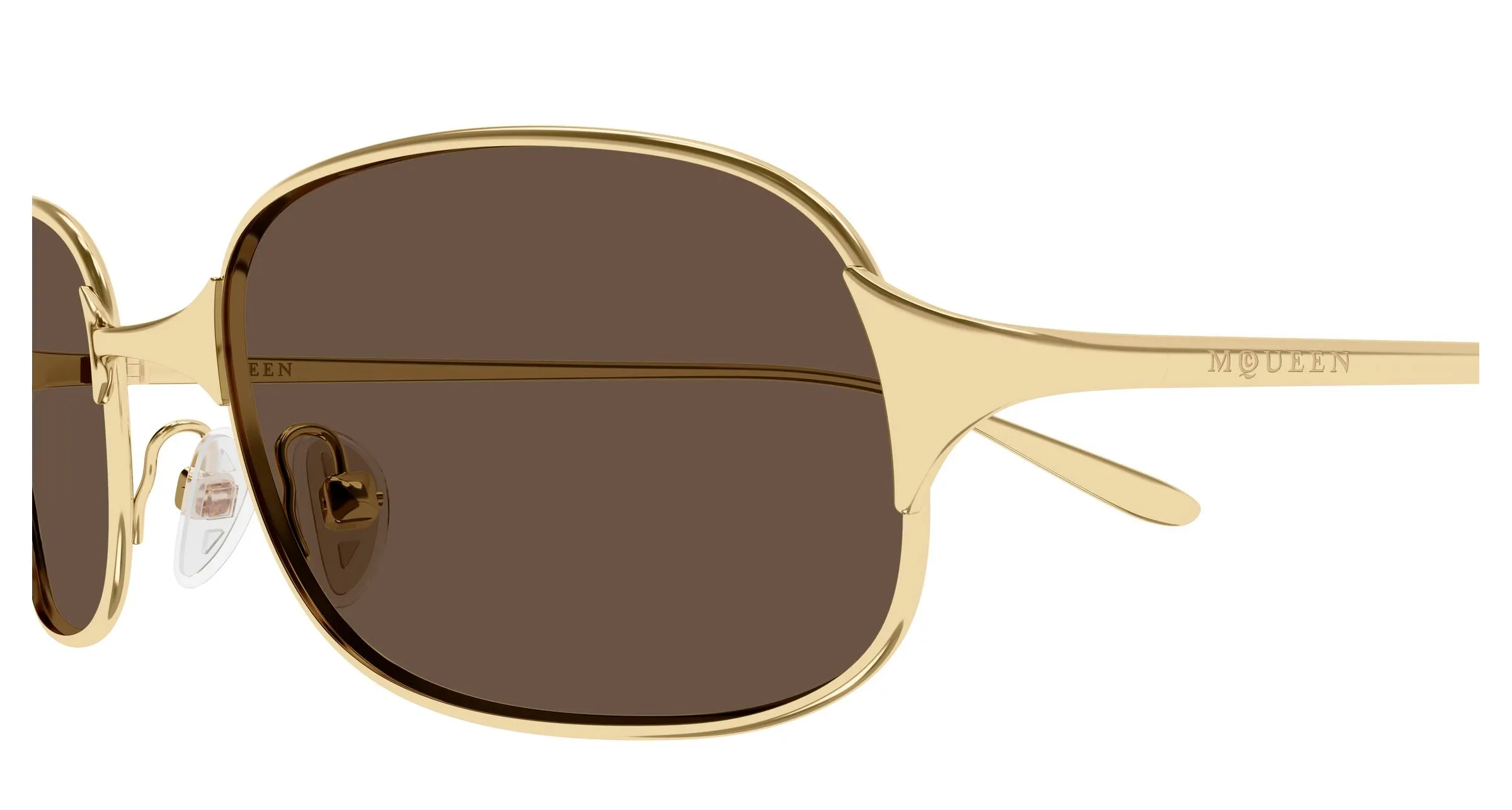 Alexander McQueen AM0588S 002 Occhiali da sole Metallo Oro Marrone Rotonda - immagine 3