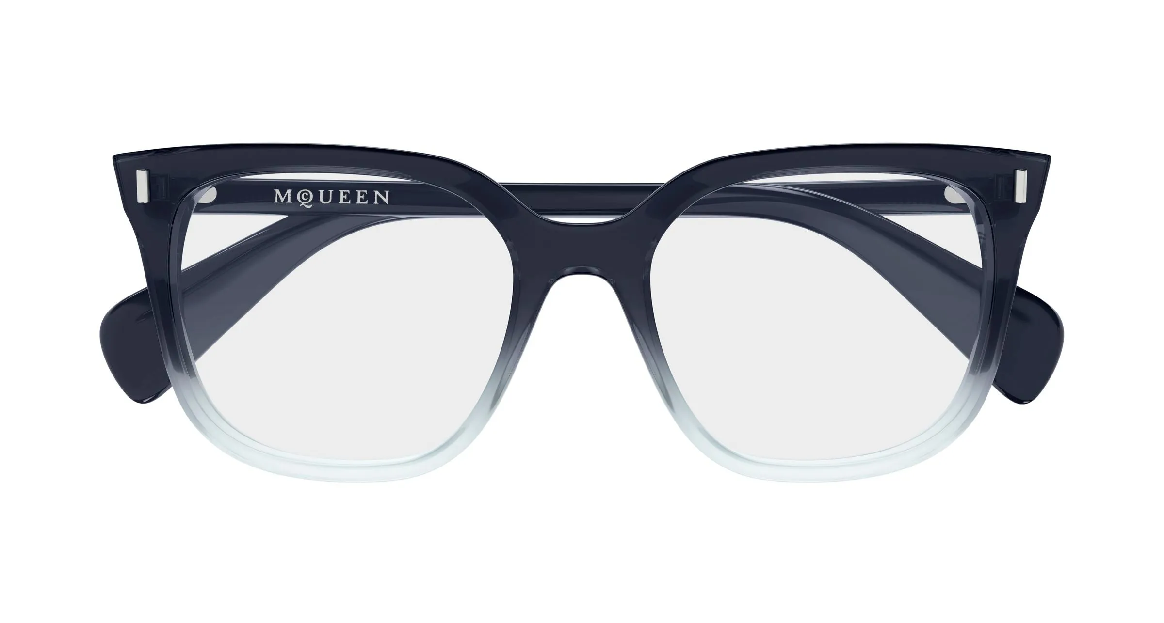 Alexander McQueen AM0585O 004 Montature da vista Acetato Blu Trasparente Squadrata - immagine 2