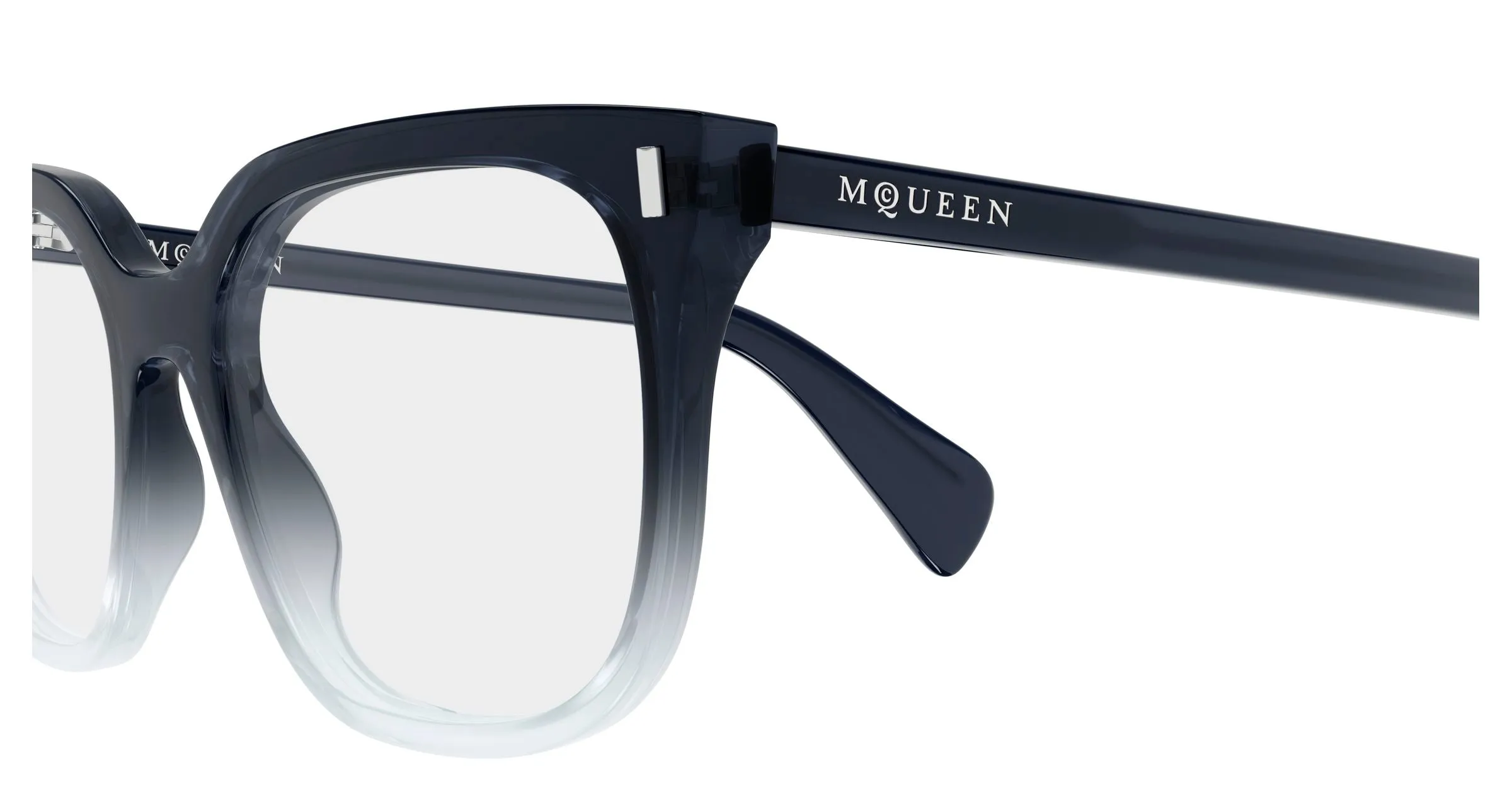 Alexander McQueen AM0585O 004 Montature da vista Acetato Blu Trasparente Squadrata - immagine 3