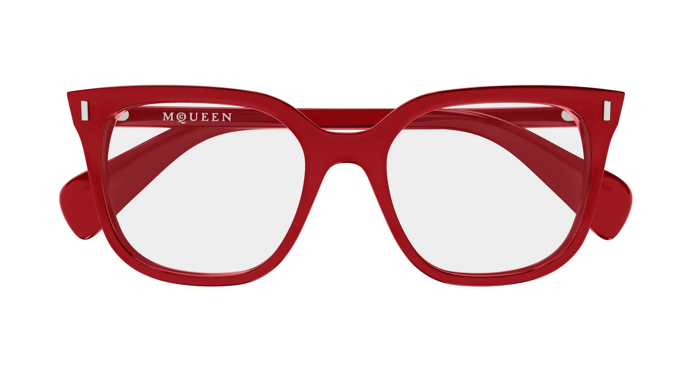 Alexander McQueen AM0585O 003 Montature da vista Acetato Rosso Trasparente Squadrata - immagine 2