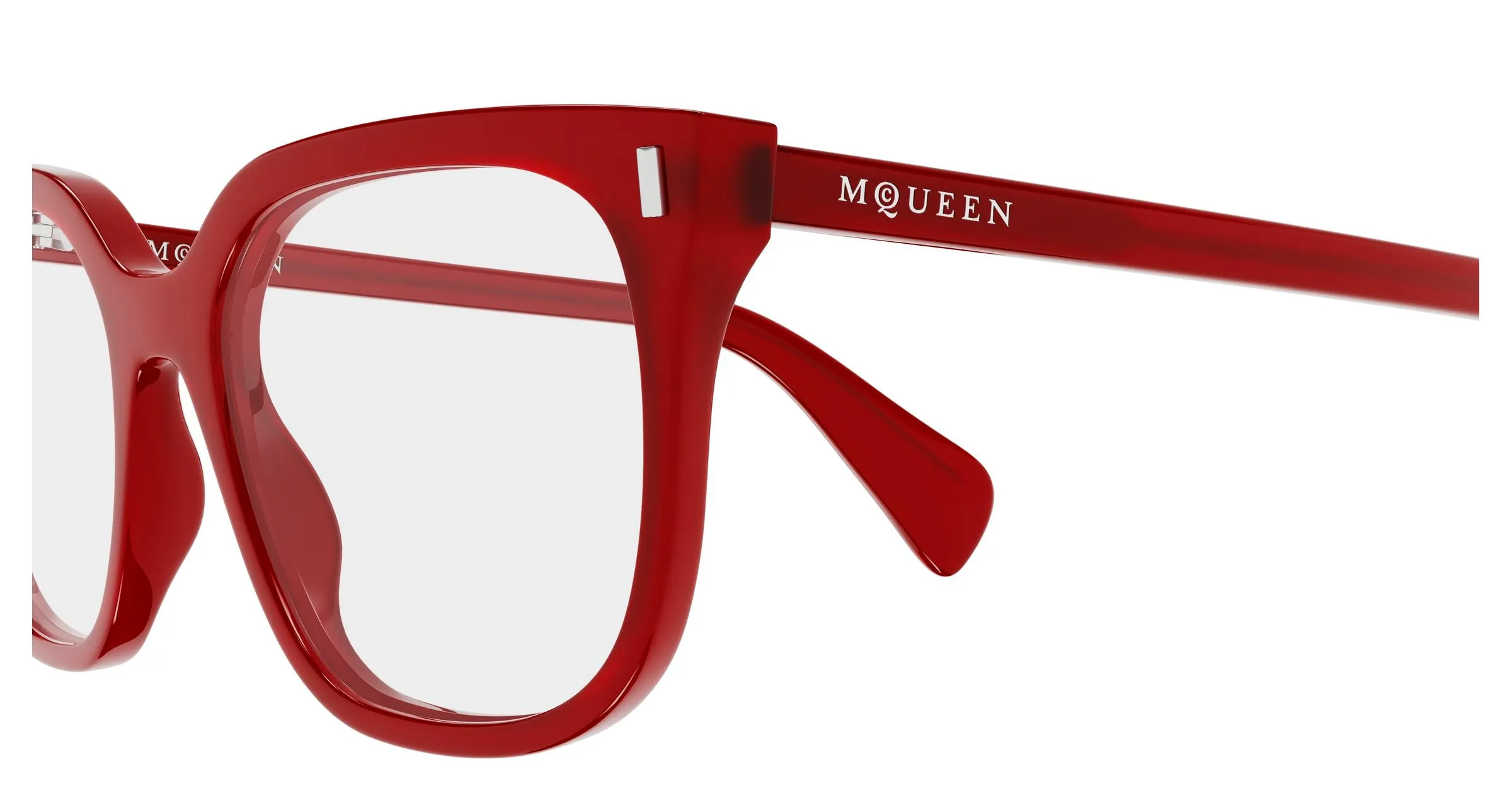 Alexander McQueen AM0585O 003 Montature da vista Acetato Rosso Trasparente Squadrata - immagine 3
