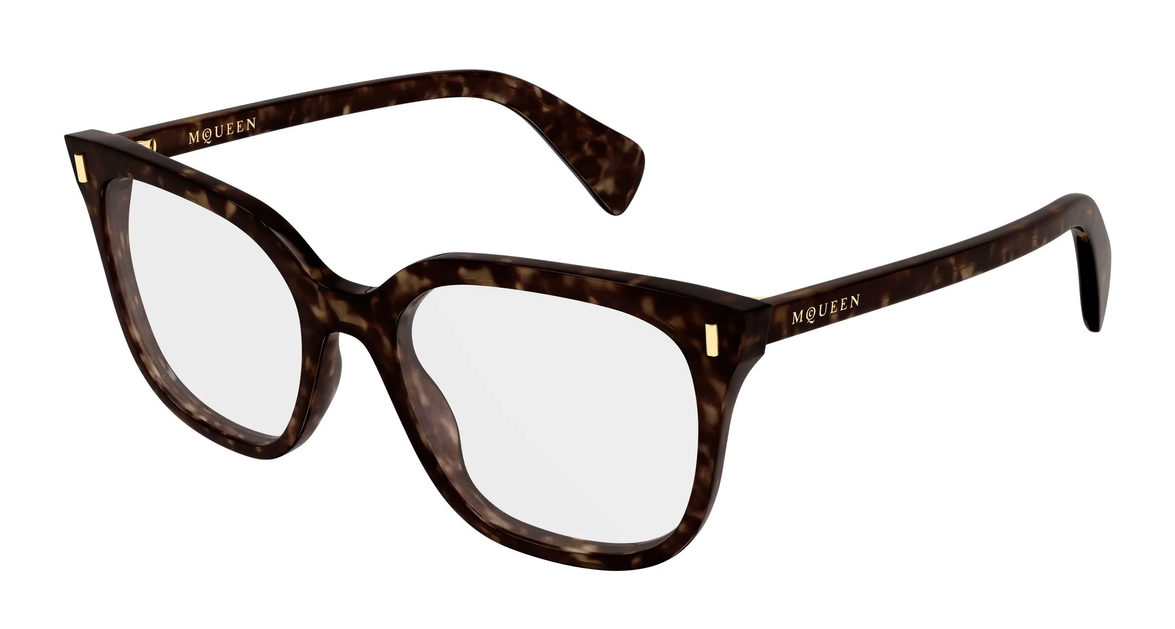 Alexander McQueen AM0585O 002 Montature da vista Acetato Havana Trasparente Squadrata - immagine 1