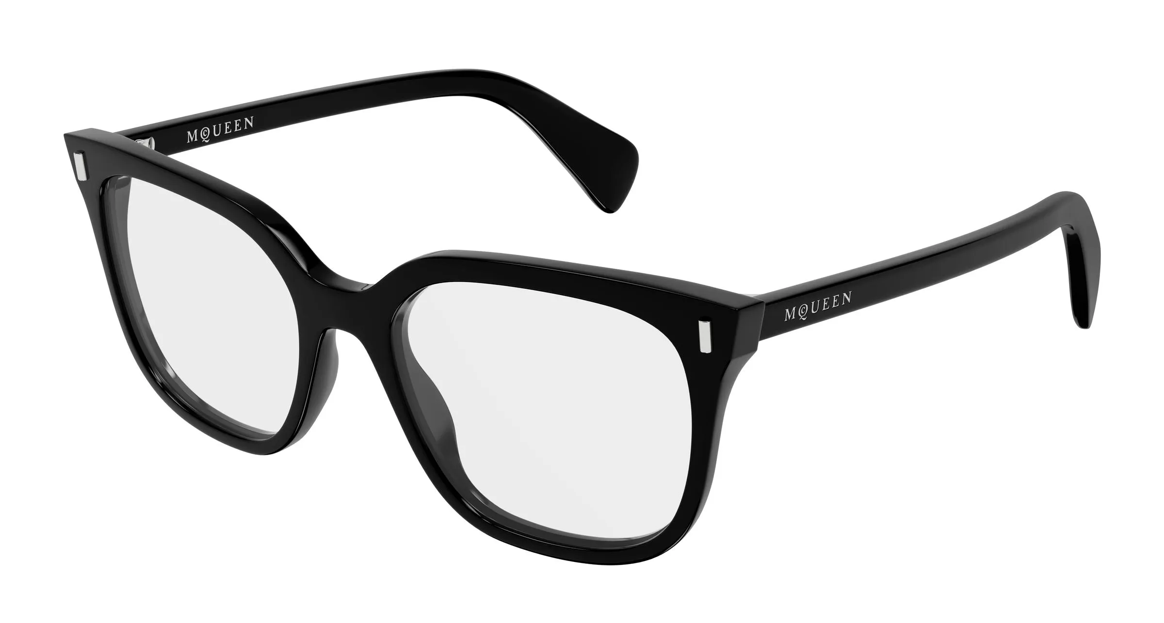 Alexander McQueen AM0585O 001 Montature da vista Acetato Nero Trasparente Squadrata - immagine 1