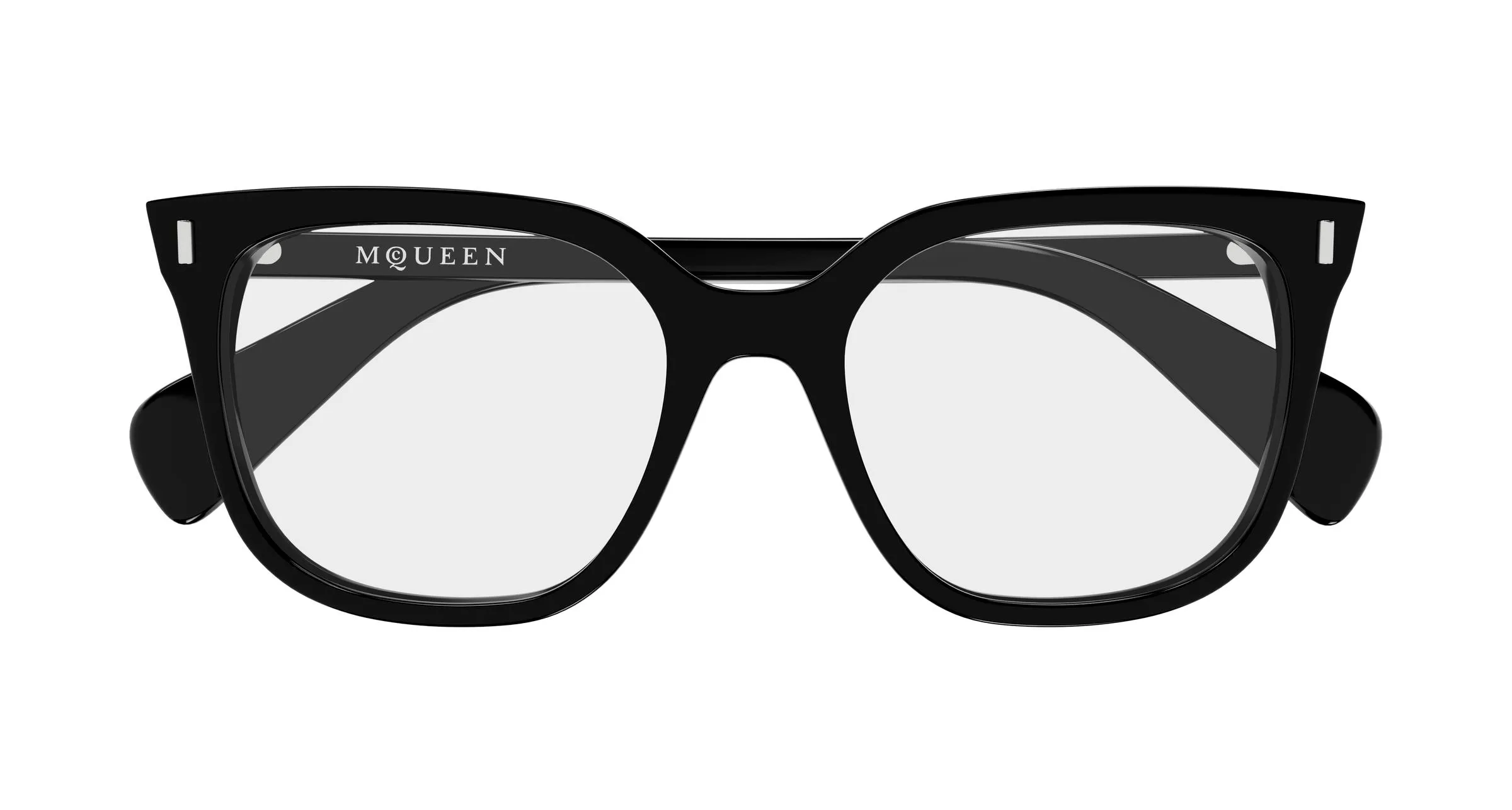 Alexander McQueen AM0585O 001 Montature da vista Acetato Nero Trasparente Squadrata - immagine 2