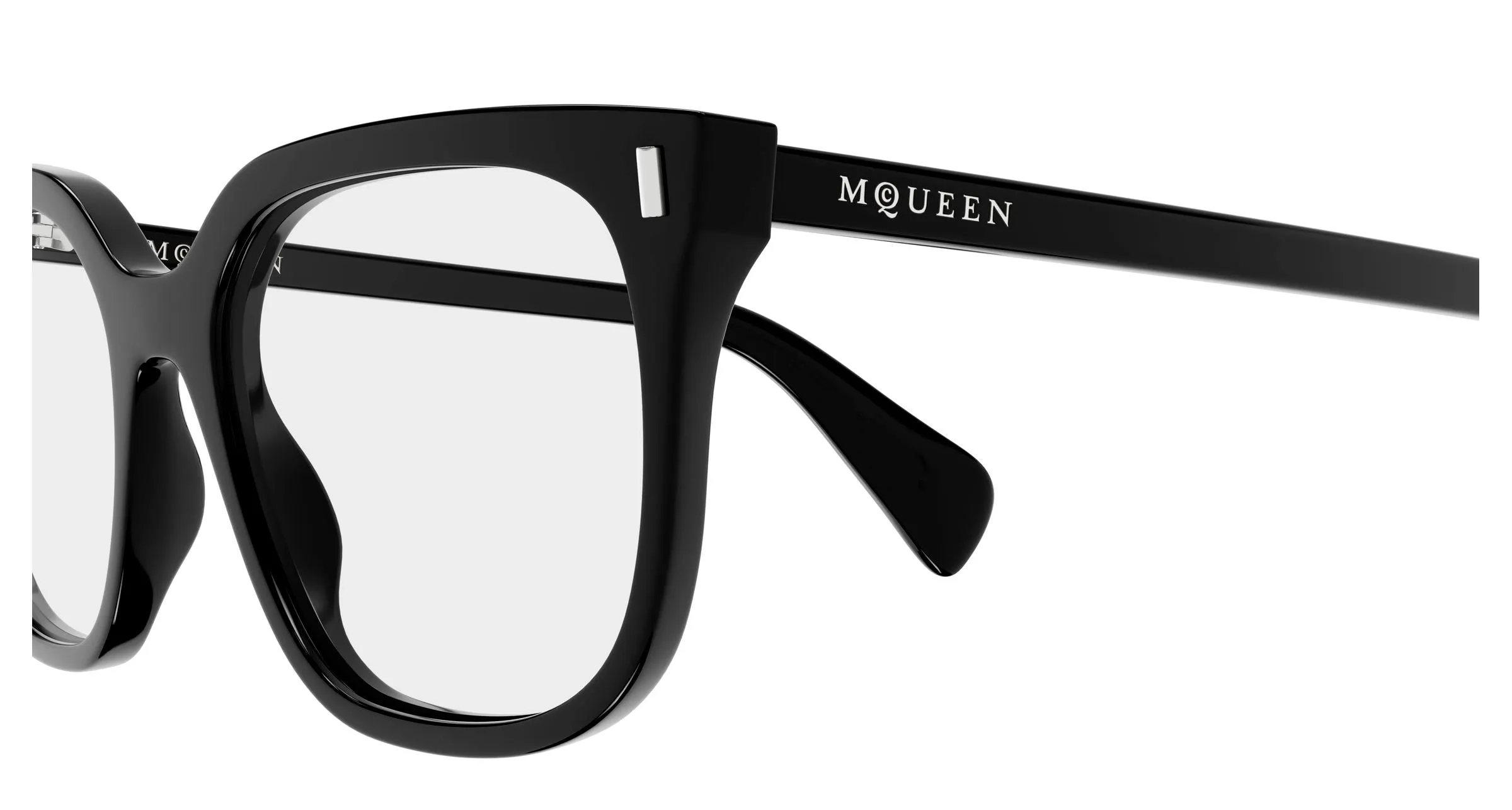 Alexander McQueen AM0585O 001 Montature da vista Acetato Nero Trasparente Squadrata - immagine 3