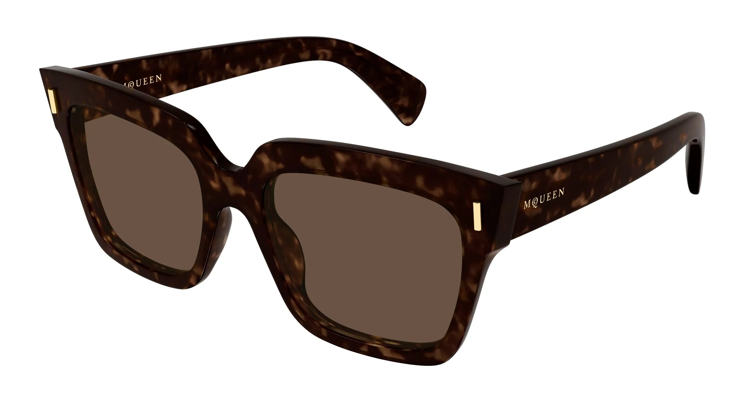 Alexander McQueen AM0583S 002 Occhiali da sole Acetato Havana Marrone Squadrata - immagine 1