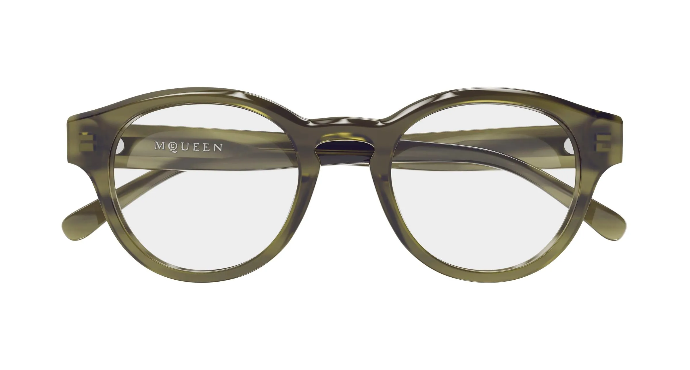 Alexander McQueen AM0581O 003 Montature da vista Acetato Havana Trasparente Rotonda - immagine 2