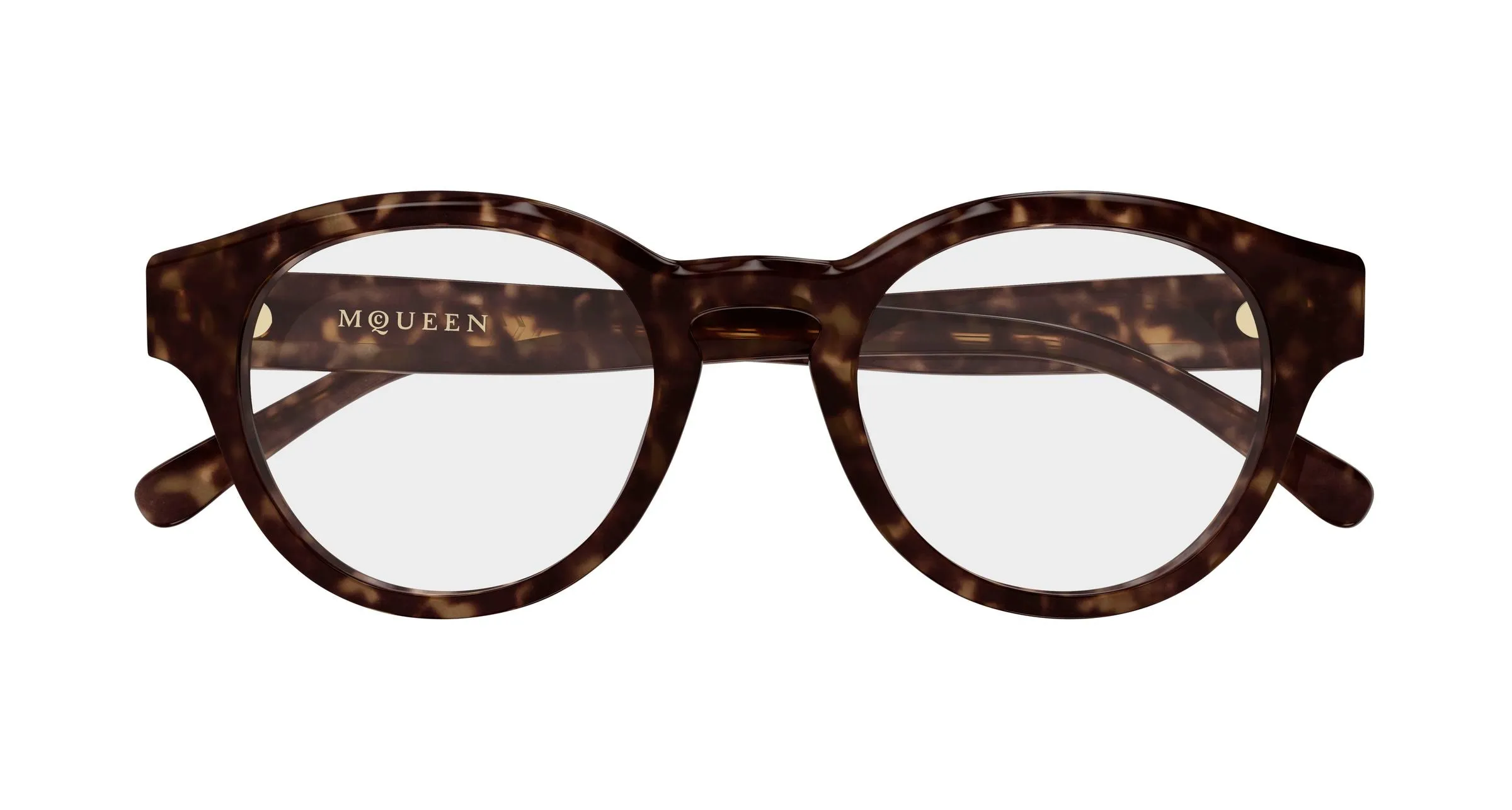 Alexander McQueen AM0581O 002 Montature da vista Acetato Havana Trasparente Rotonda - immagine 2