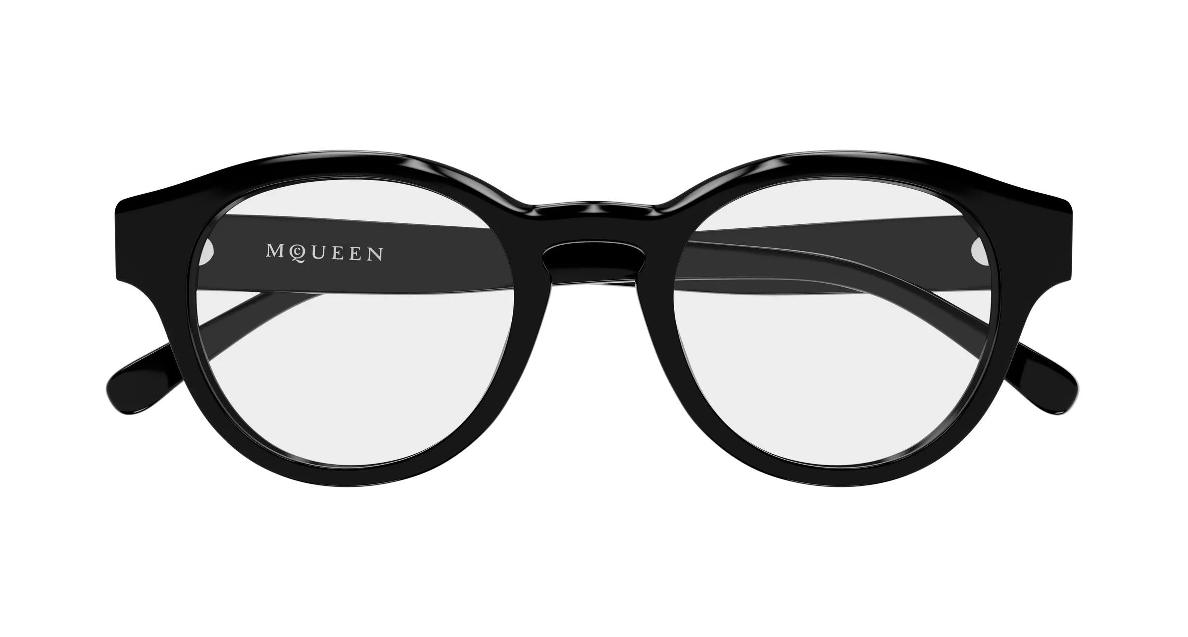 Alexander McQueen AM0581O 001 Montature da vista Acetato Nero Trasparente Rotonda - immagine 2