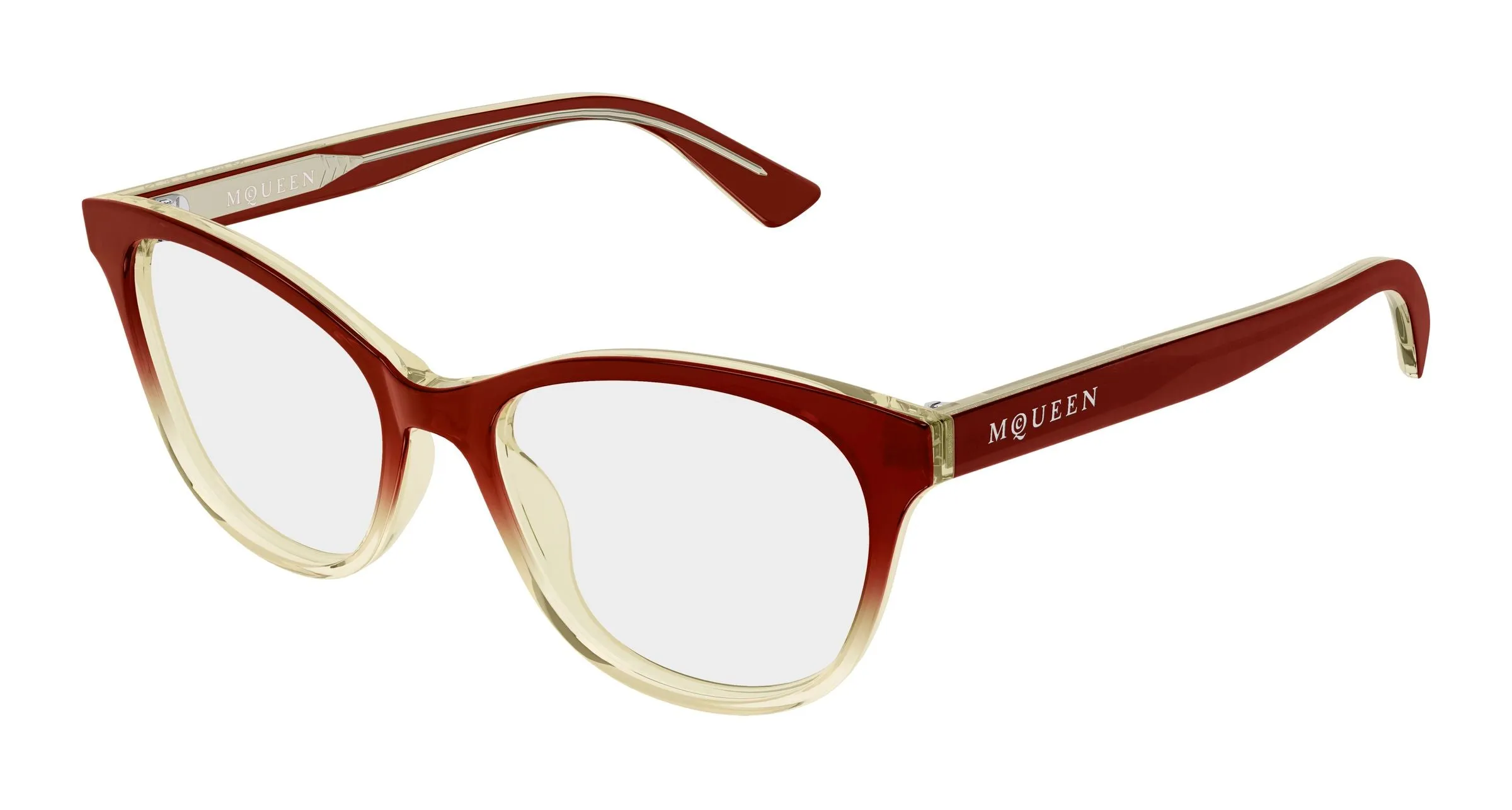 Alexander McQueen AM0576O 012 Montature da vista Acetato Rosso Trasparente Cat Eye - immagine 1