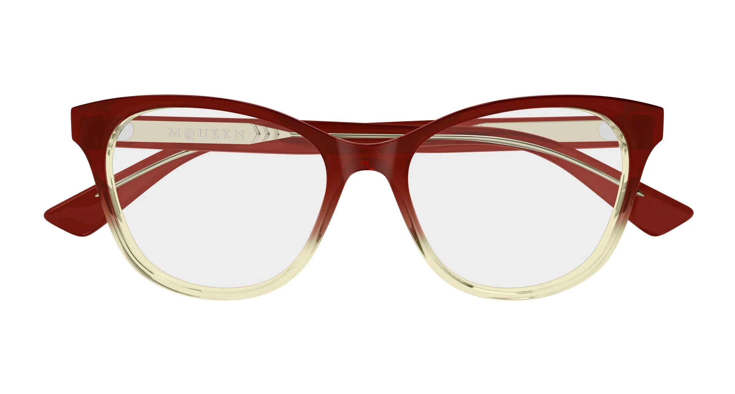 Alexander McQueen AM0576O 012 Montature da vista Acetato Rosso Trasparente Cat Eye - immagine 2