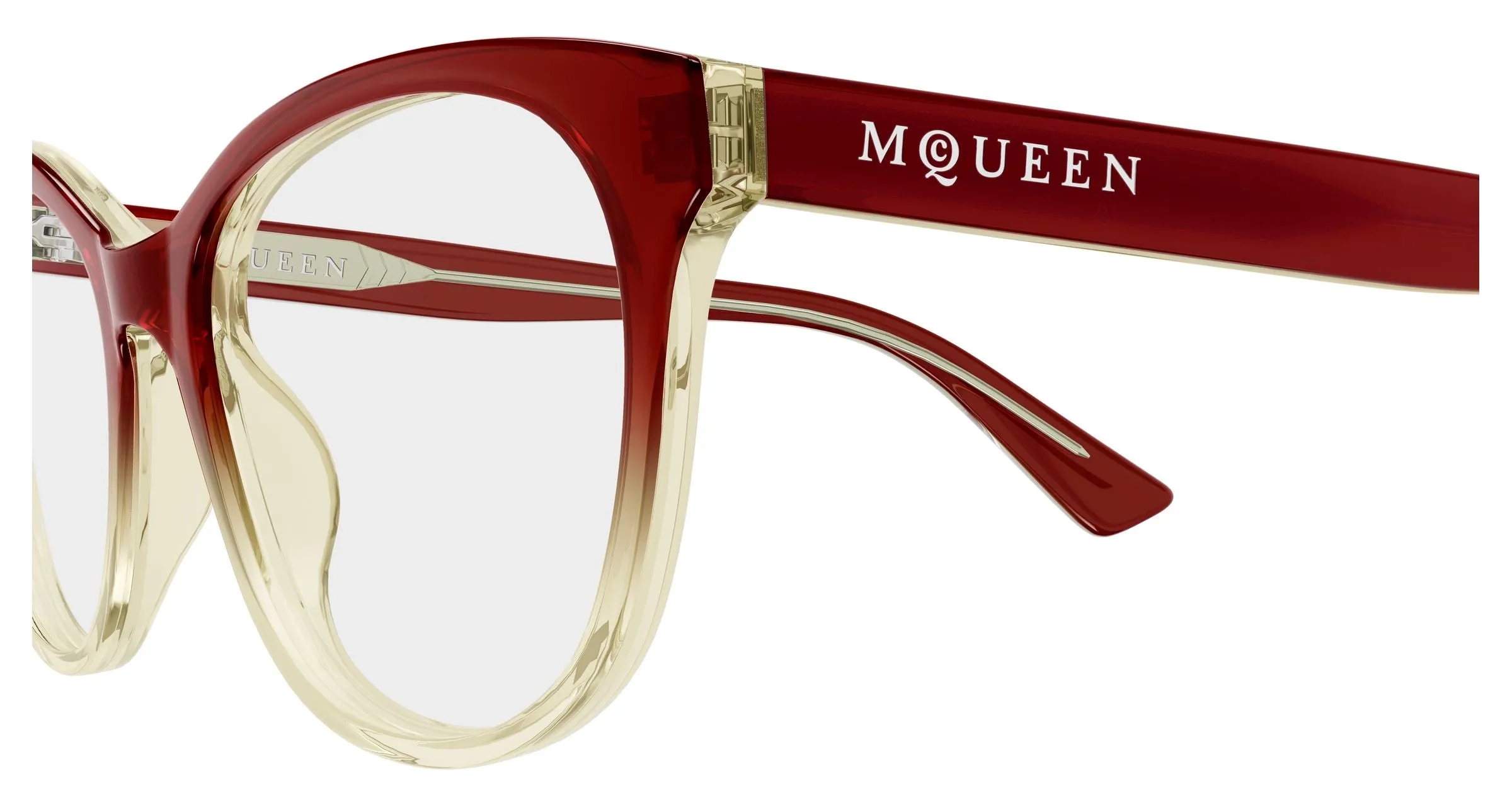 Alexander McQueen AM0576O 012 Montature da vista Acetato Rosso Trasparente Cat Eye - immagine 3